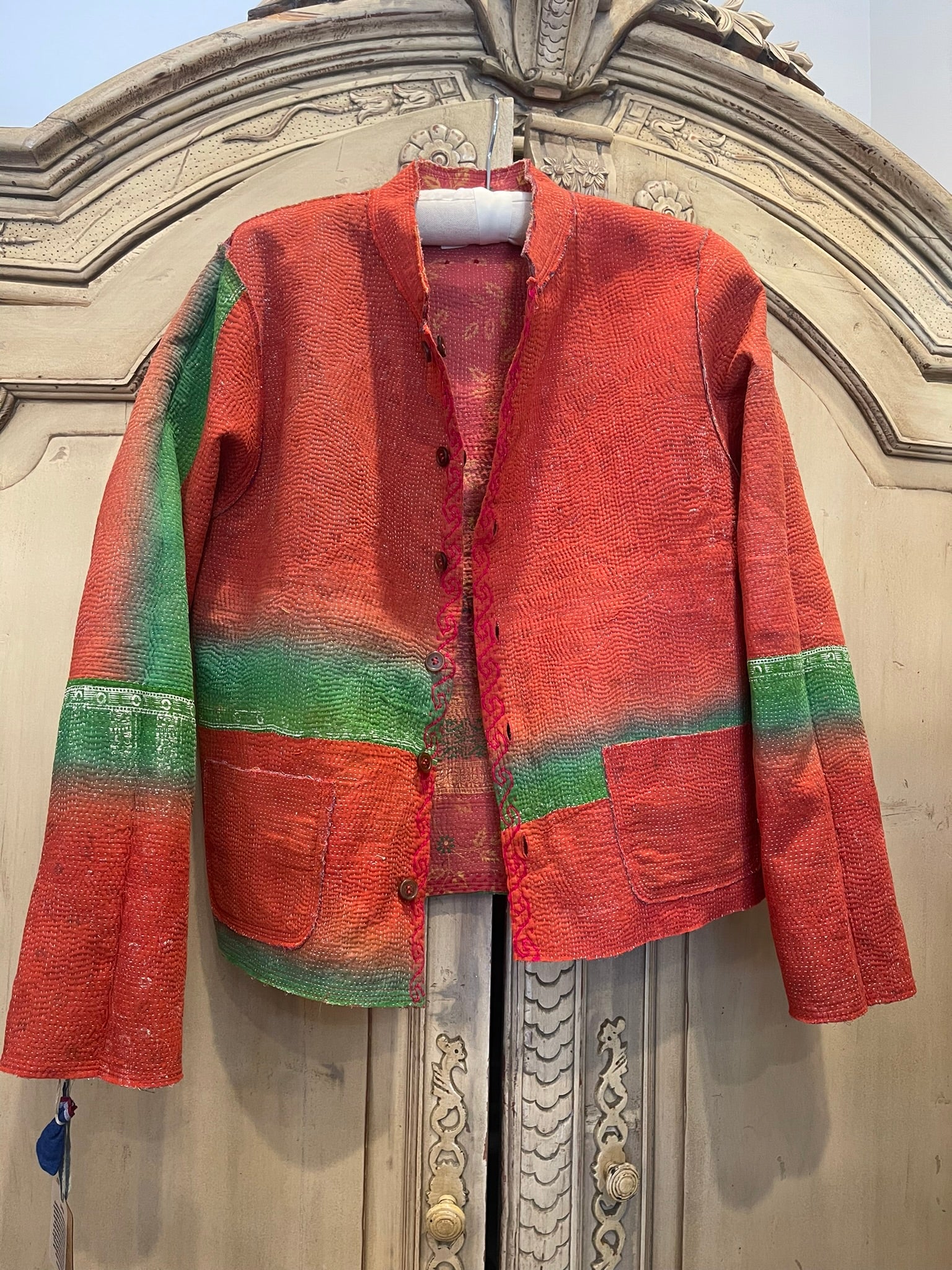 Kantha Jacket - FLORAL CORAL