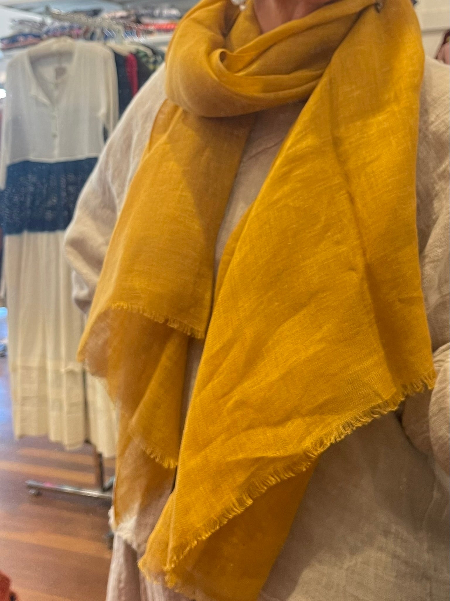 Linen Scarf - Mustard