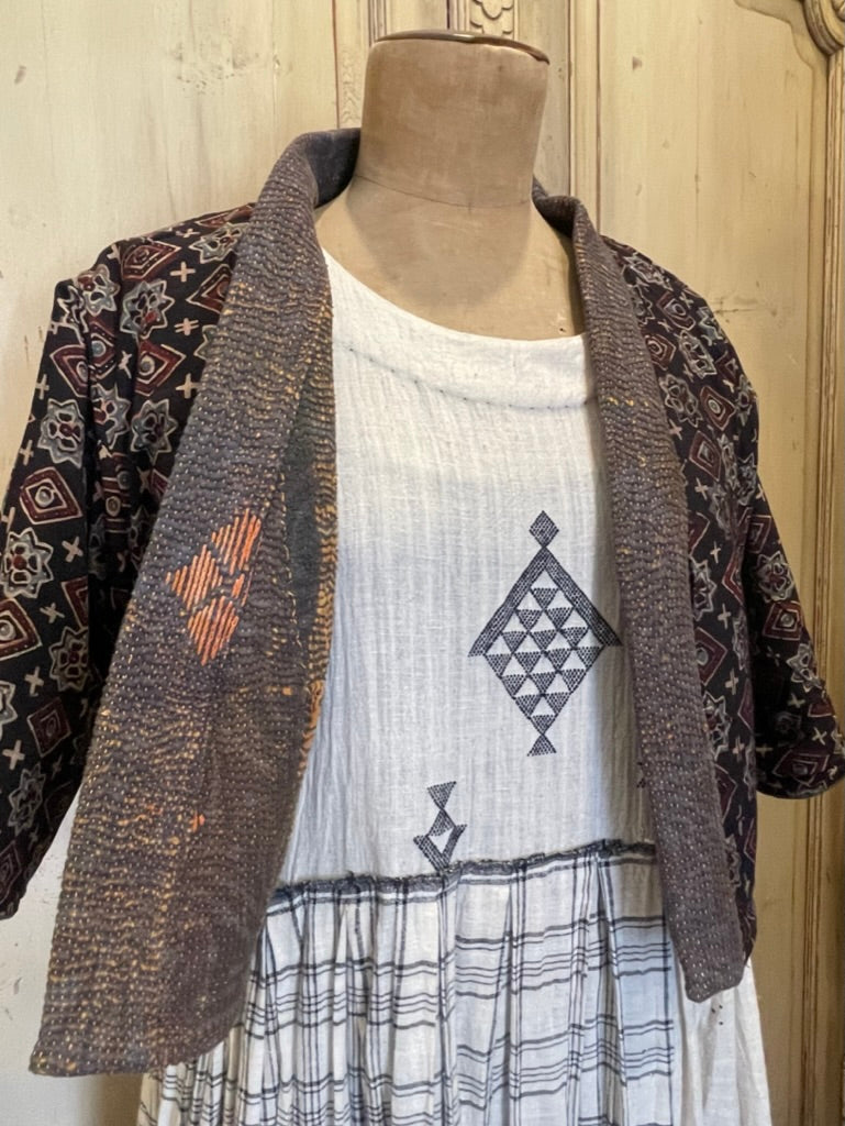 Short Sleeved Top - Vintage Kantha SAFARI