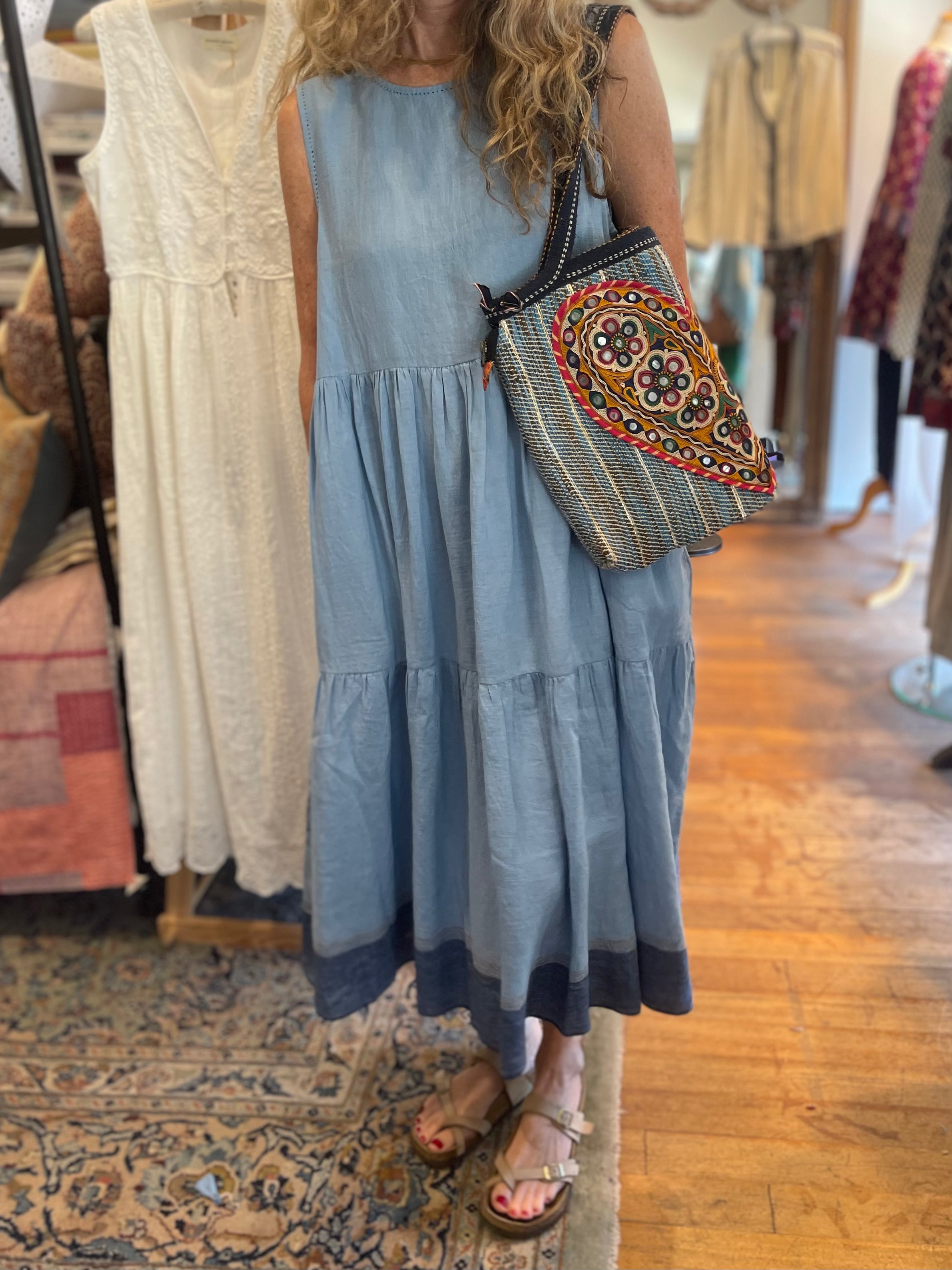 VIDYA LINEN DRESS - SKY