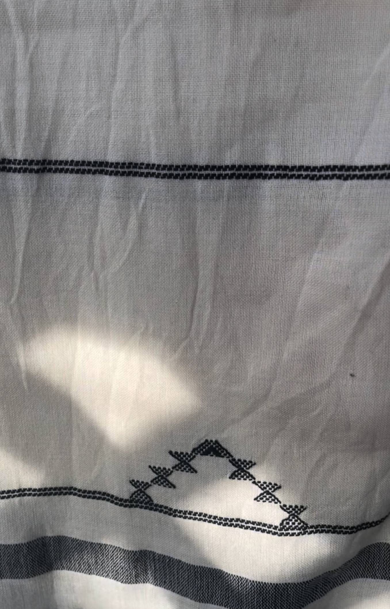 Handloomed Cotton Scarf - Vertical Pinstripe Parchment
