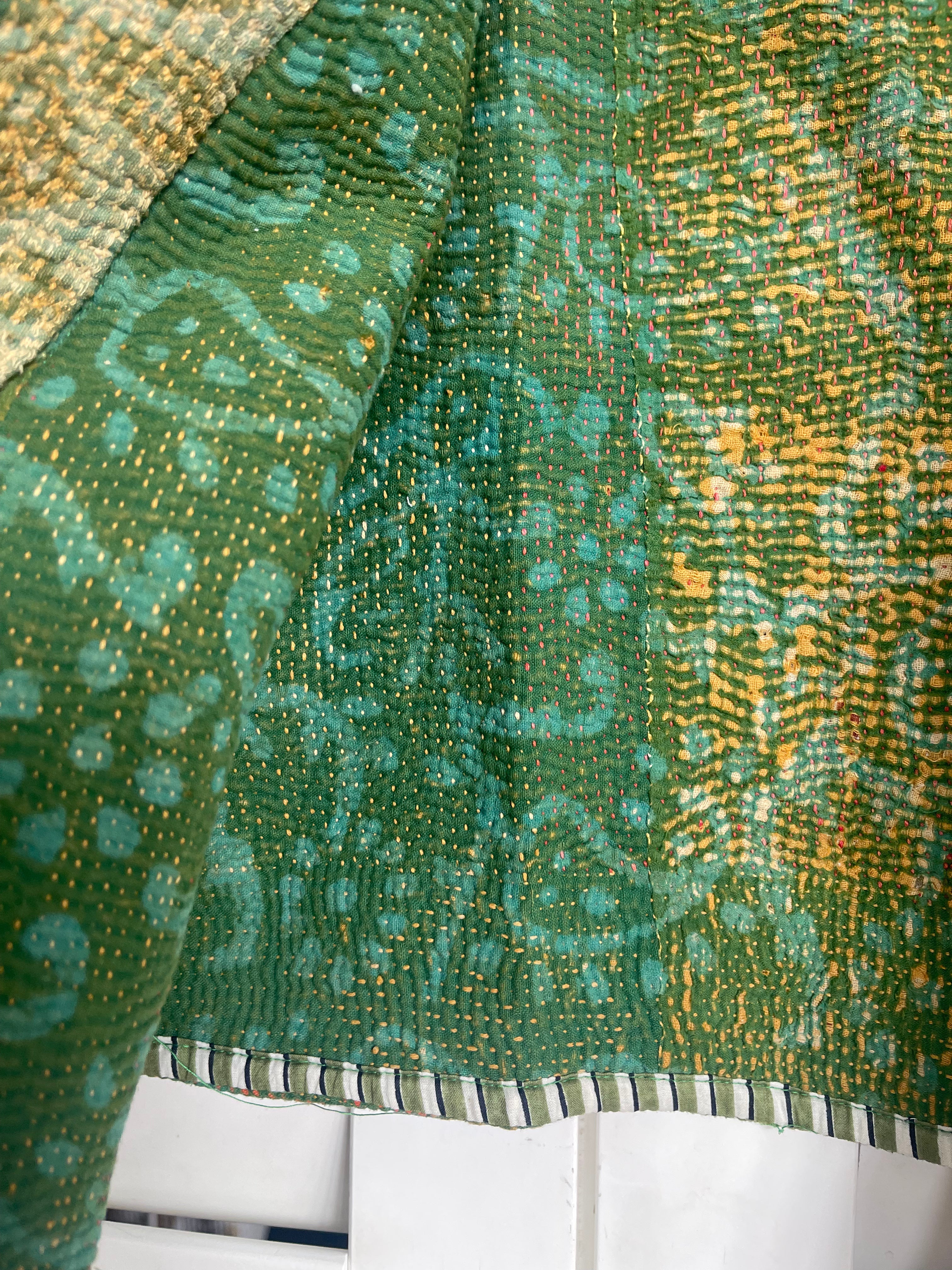 Capped Sleeve Top - Verdant Kantha