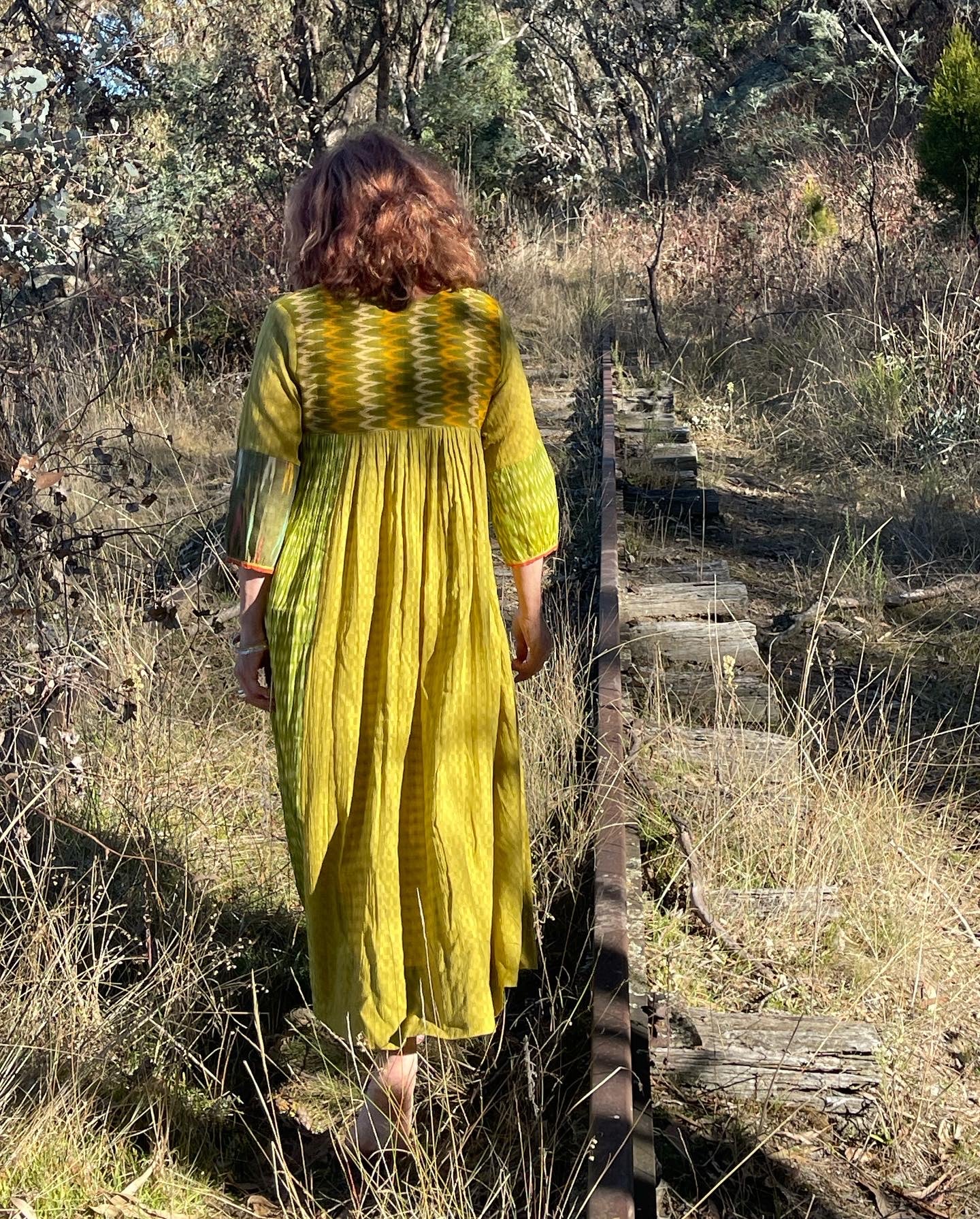 Jamdani Ikat Dress - Green Meadow