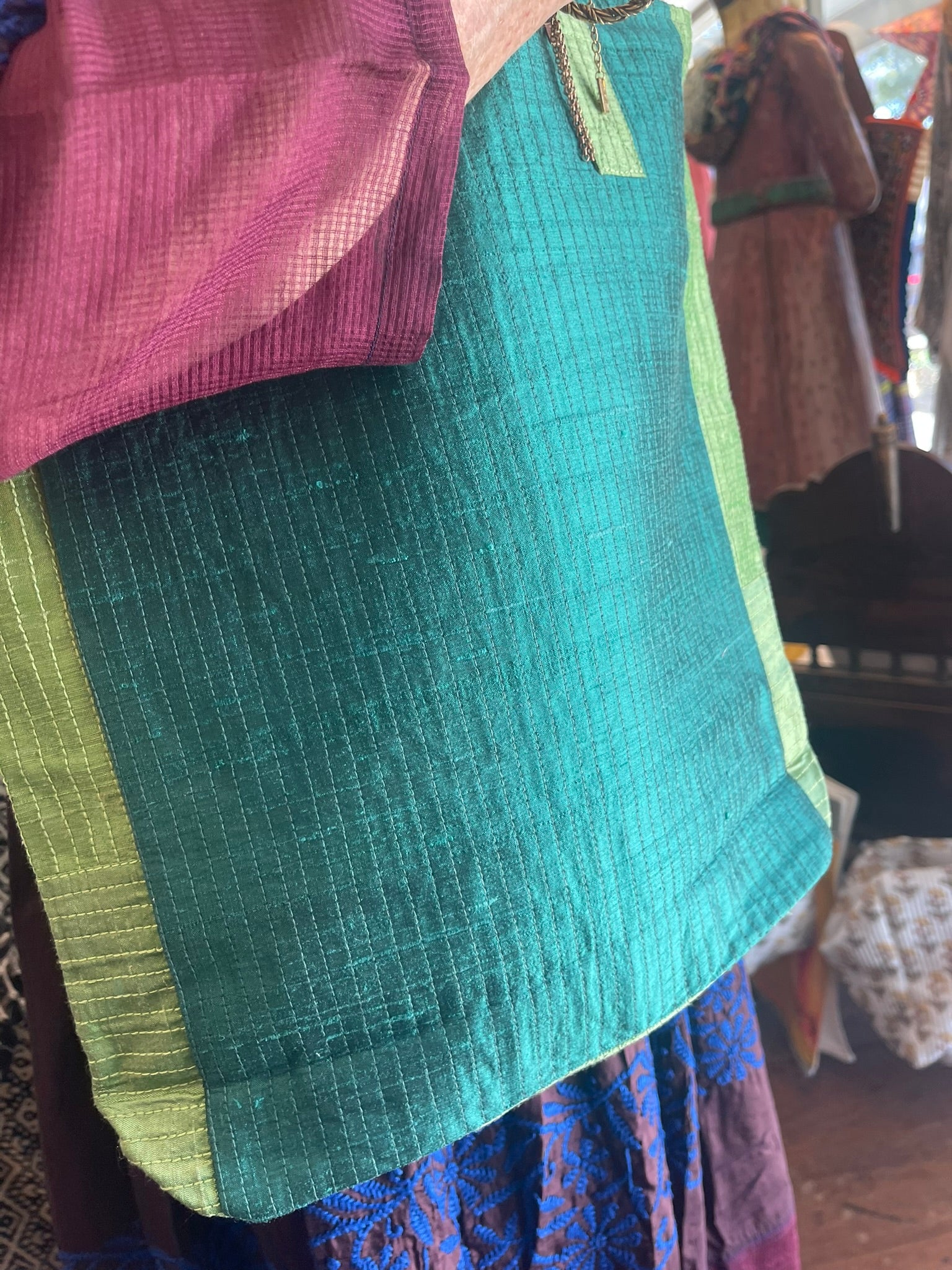 Embroidered JAT TOTE - Cool Lagoon
