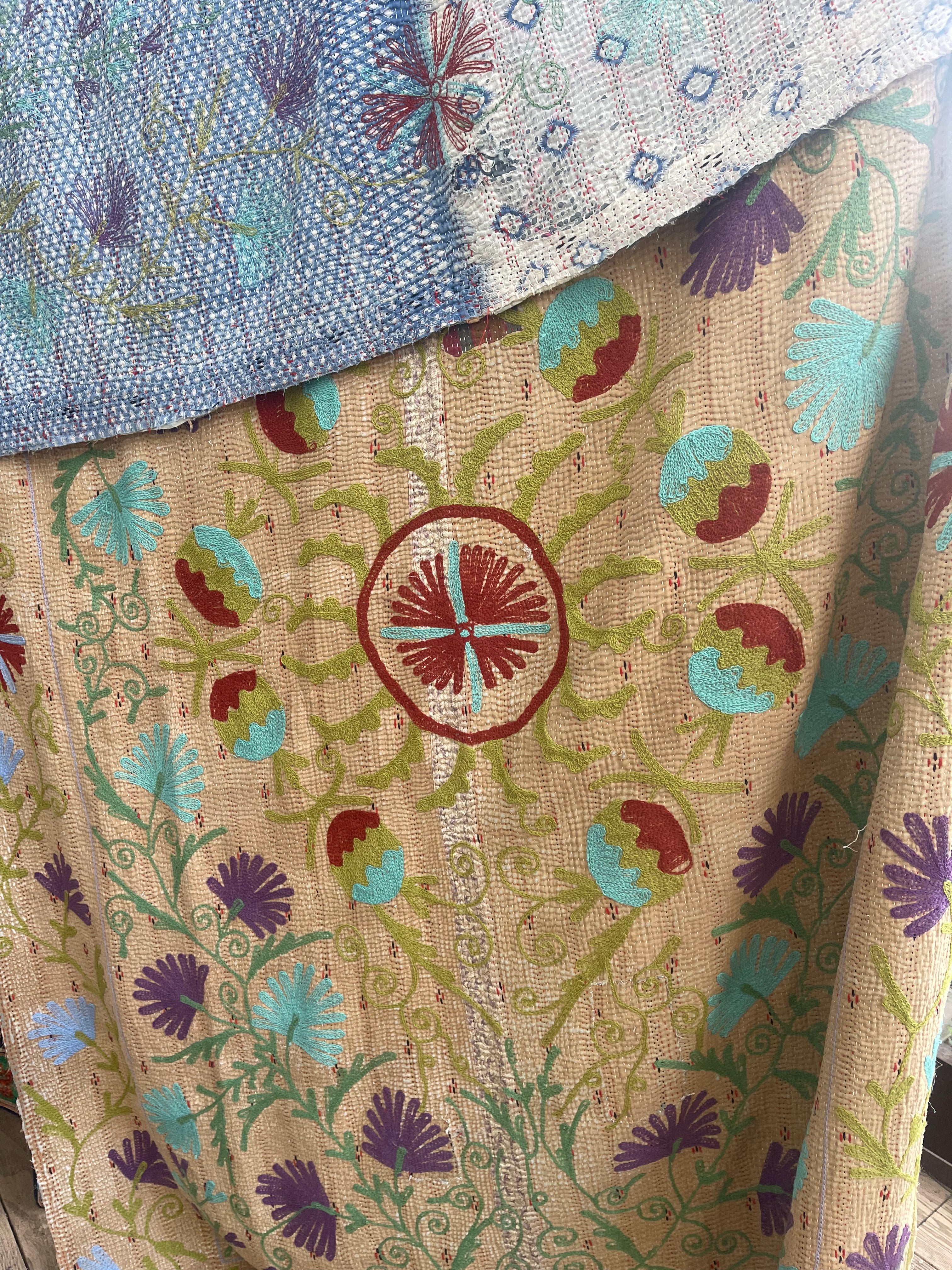 Suzani Vintage Kantha - COOL POMEGRANATE