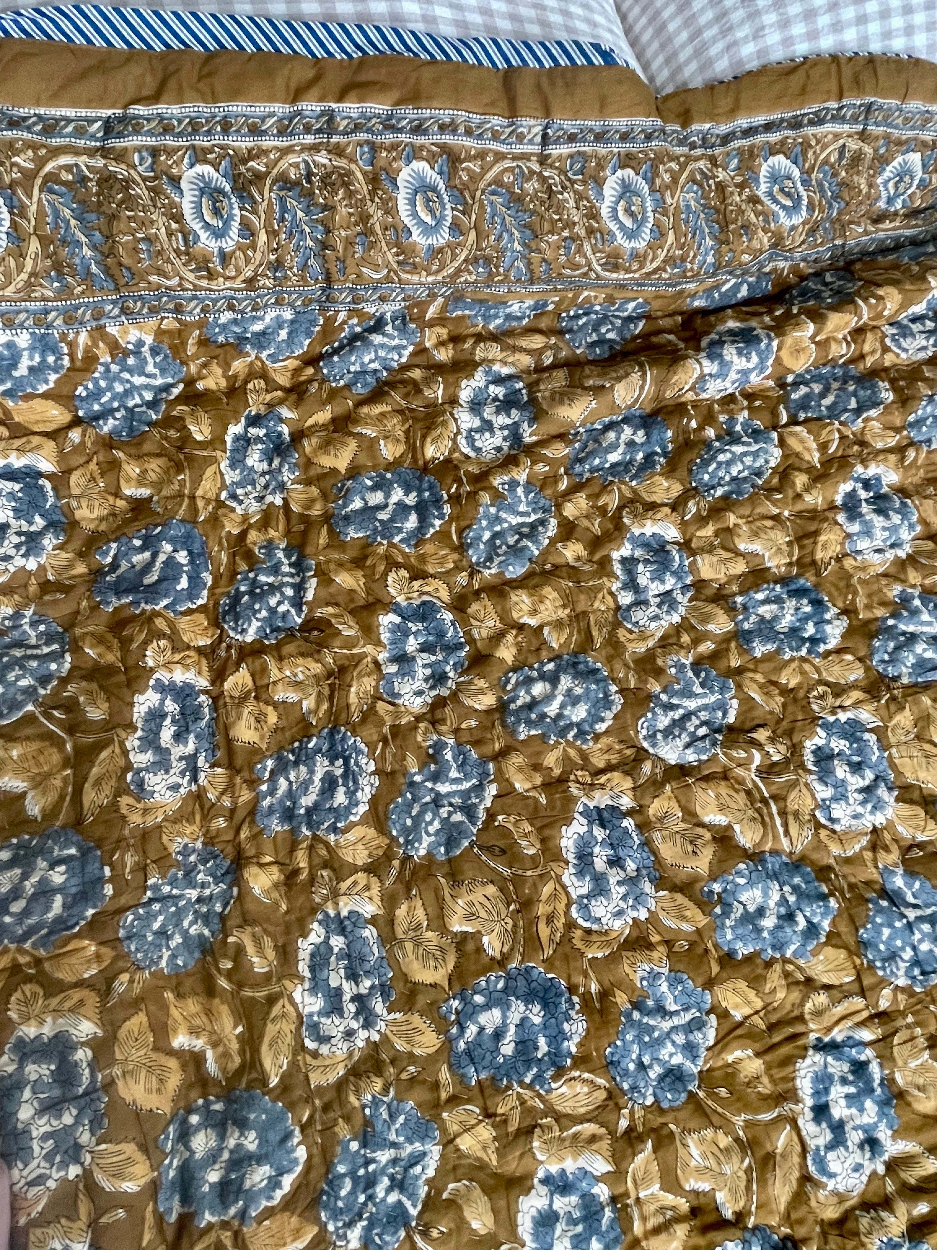 Jaipuri Cotton Quilt - AUTUMN HYDRANGEA