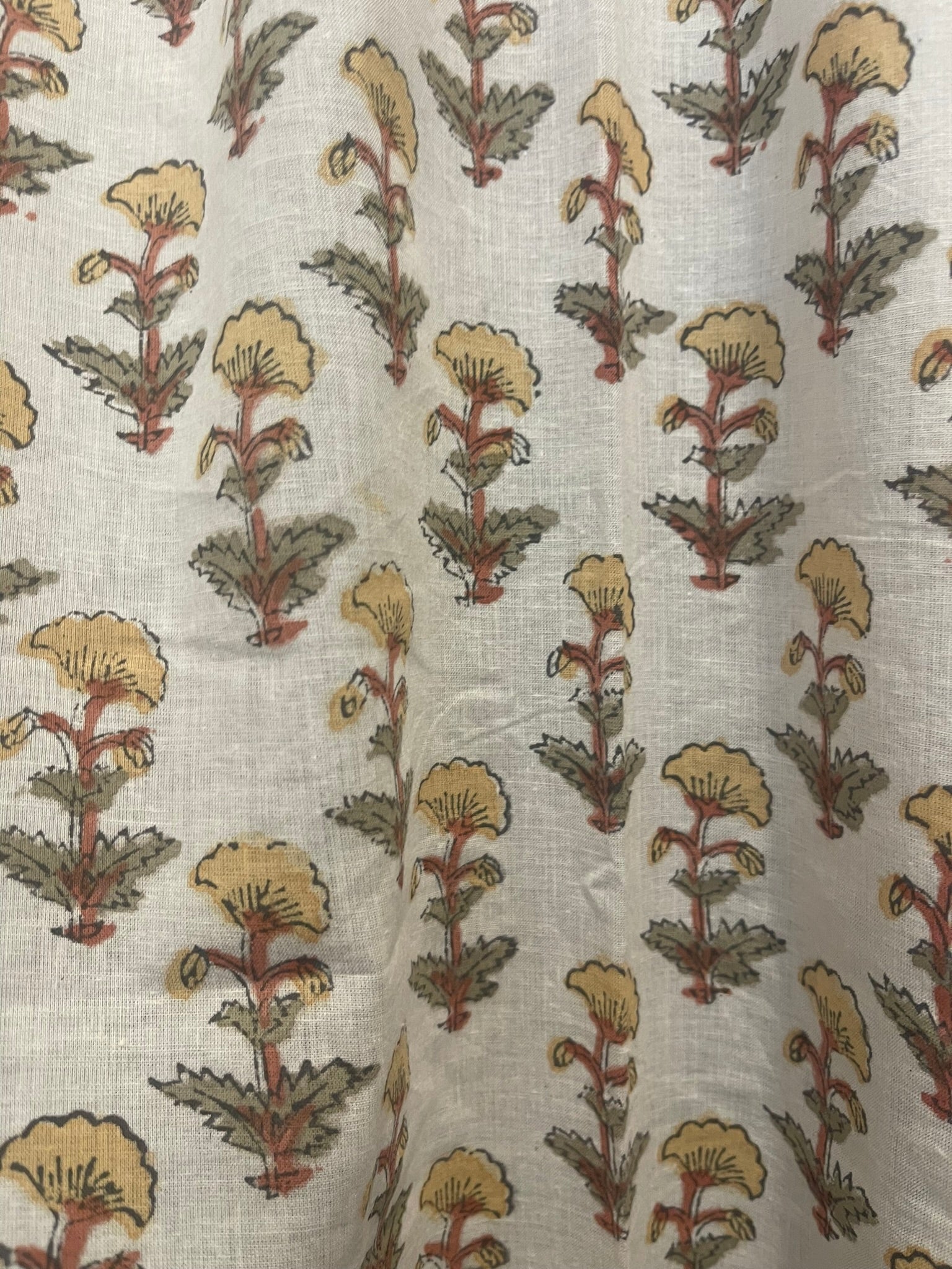 Hand block Printed Curtain - Summer Marigold