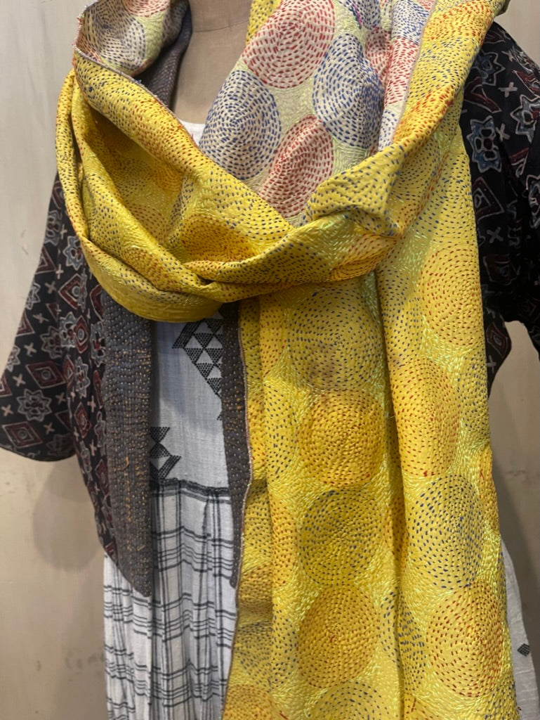 Kantha Silk Muffler - CIRCULAR SUSHINE