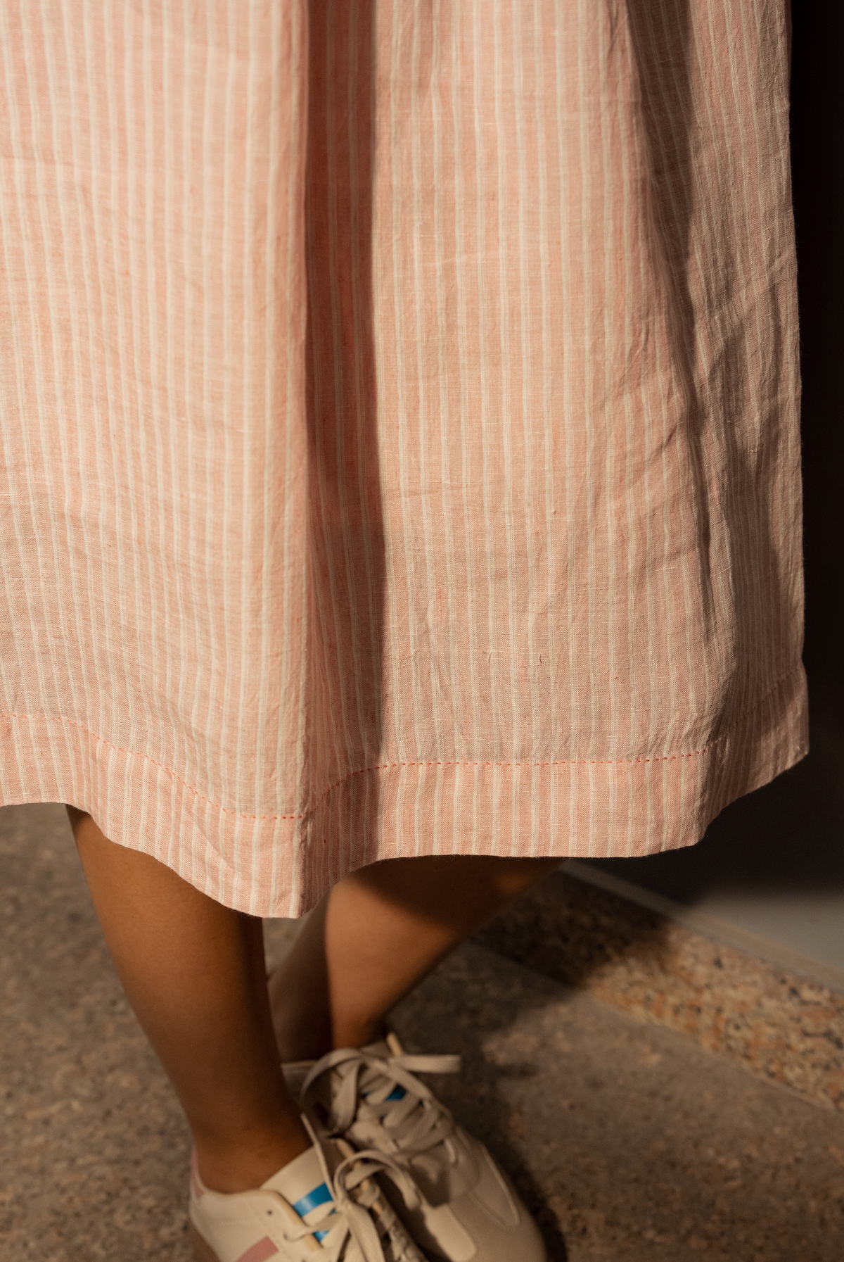 ANISHA LINEN DRESS - Light Rose Pintuck