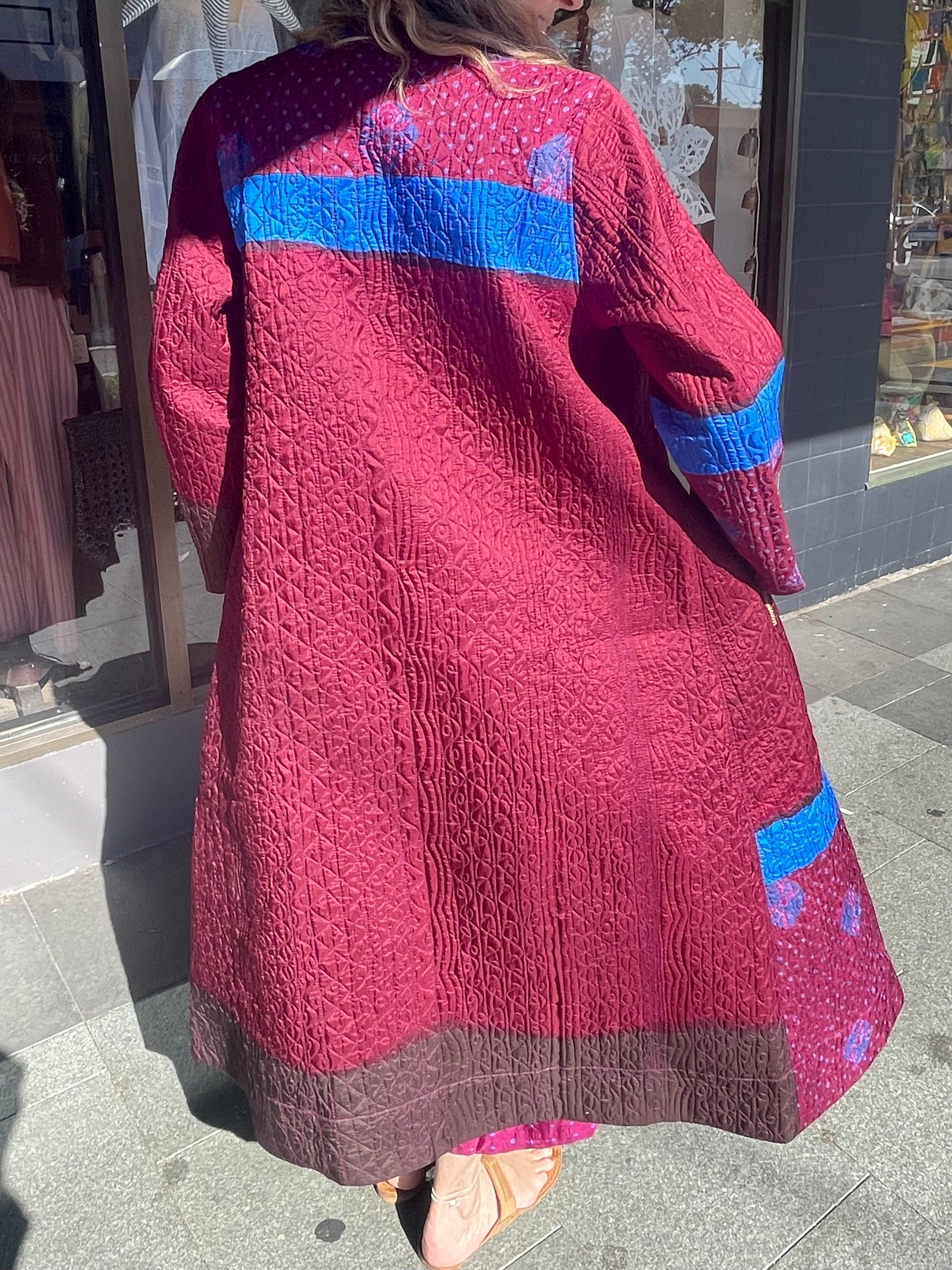 Miraj 58 - Magenta + Blue Stripe Silk Jacket