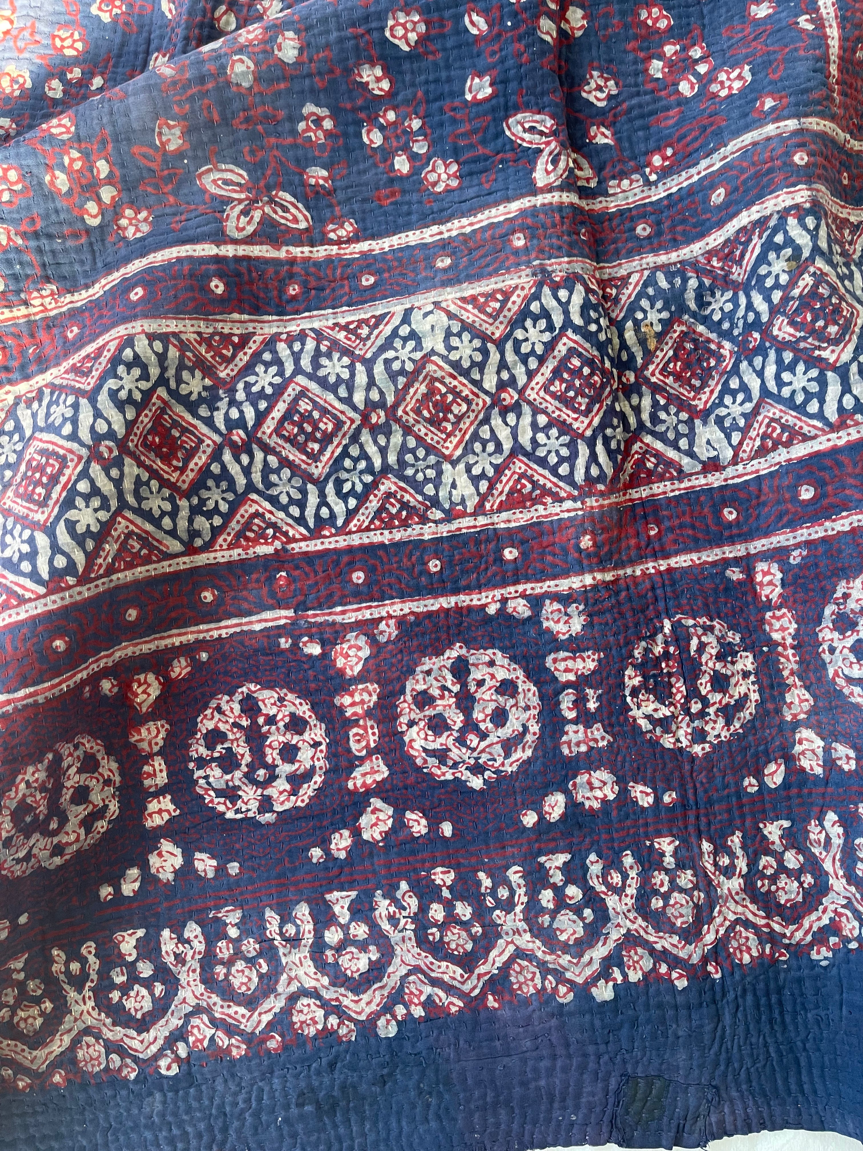VINTAGE AJAKH KANTHA - Indigo Patch
