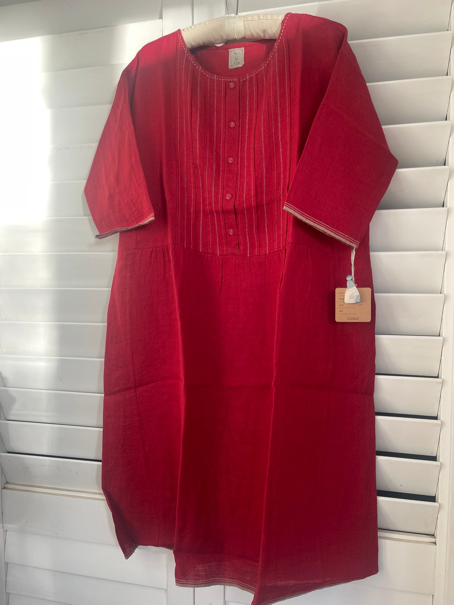 MARI LINEN DRESS - Crimson