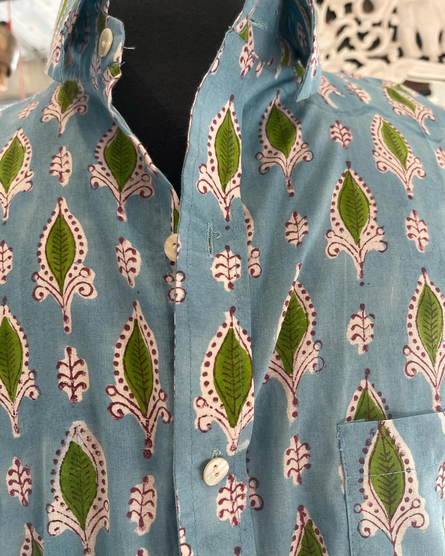 Handblock Printed Mens Shirt - Norwegen Summer