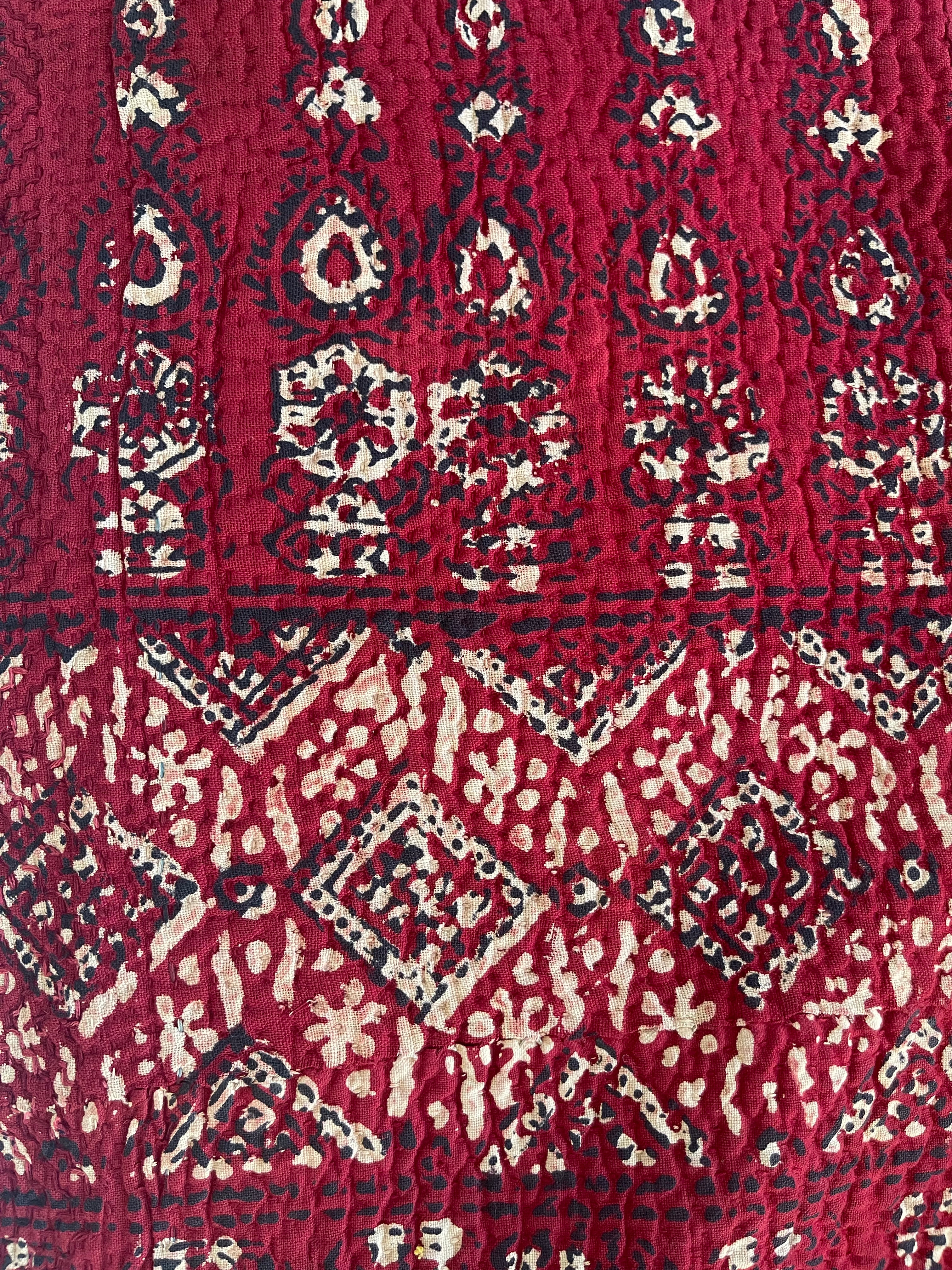 VINTAGE AJRAKH KANTHA - Madder Meadow