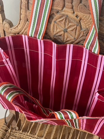 NYLON BEACH TOTE - Raspberry