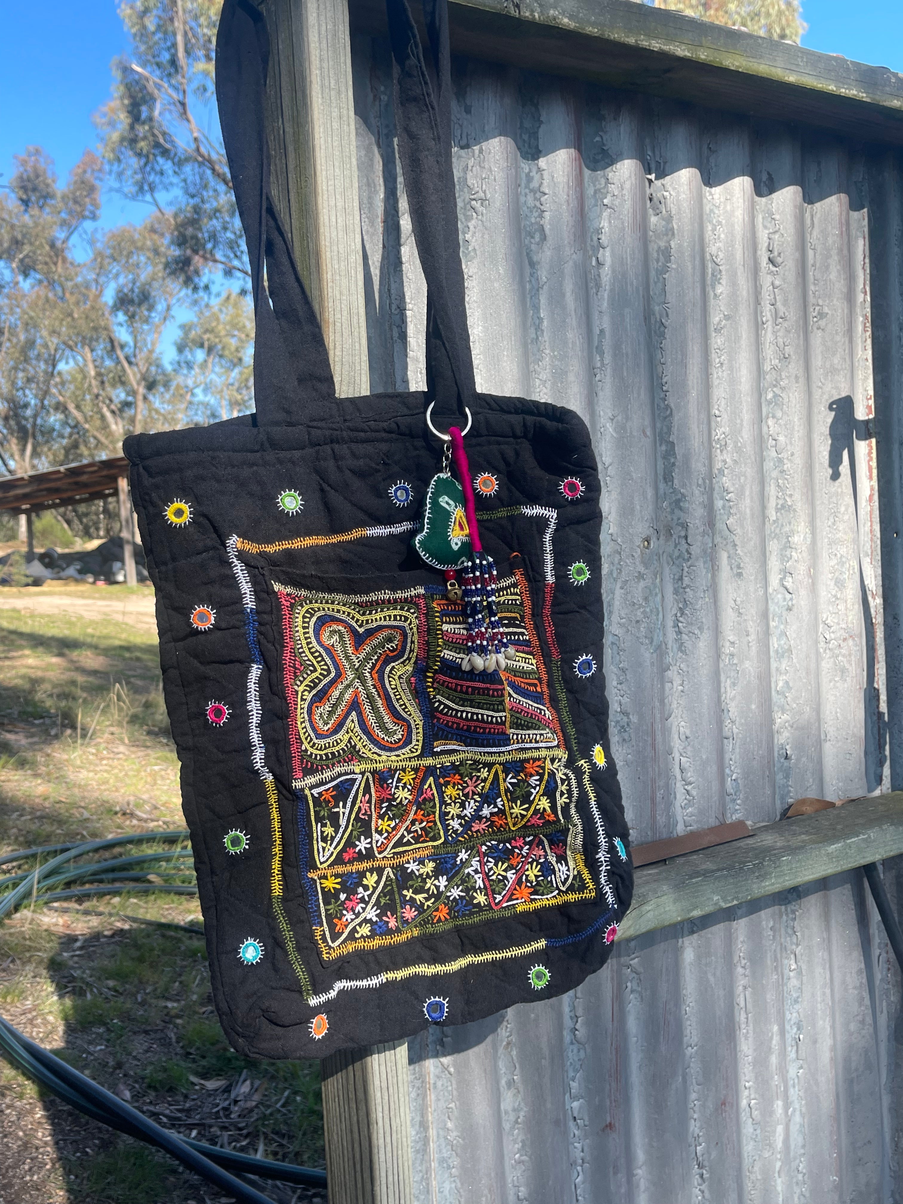 Kutch Tribal Mirrored Tote - LOVE AND HAPPINESS