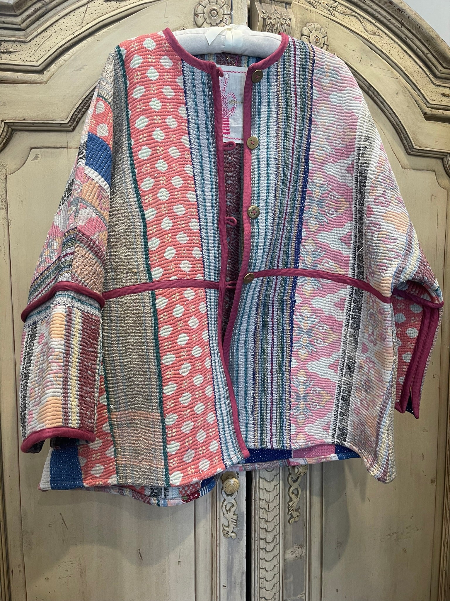 Reversible Vintage Kantha Jacket - STRIPE