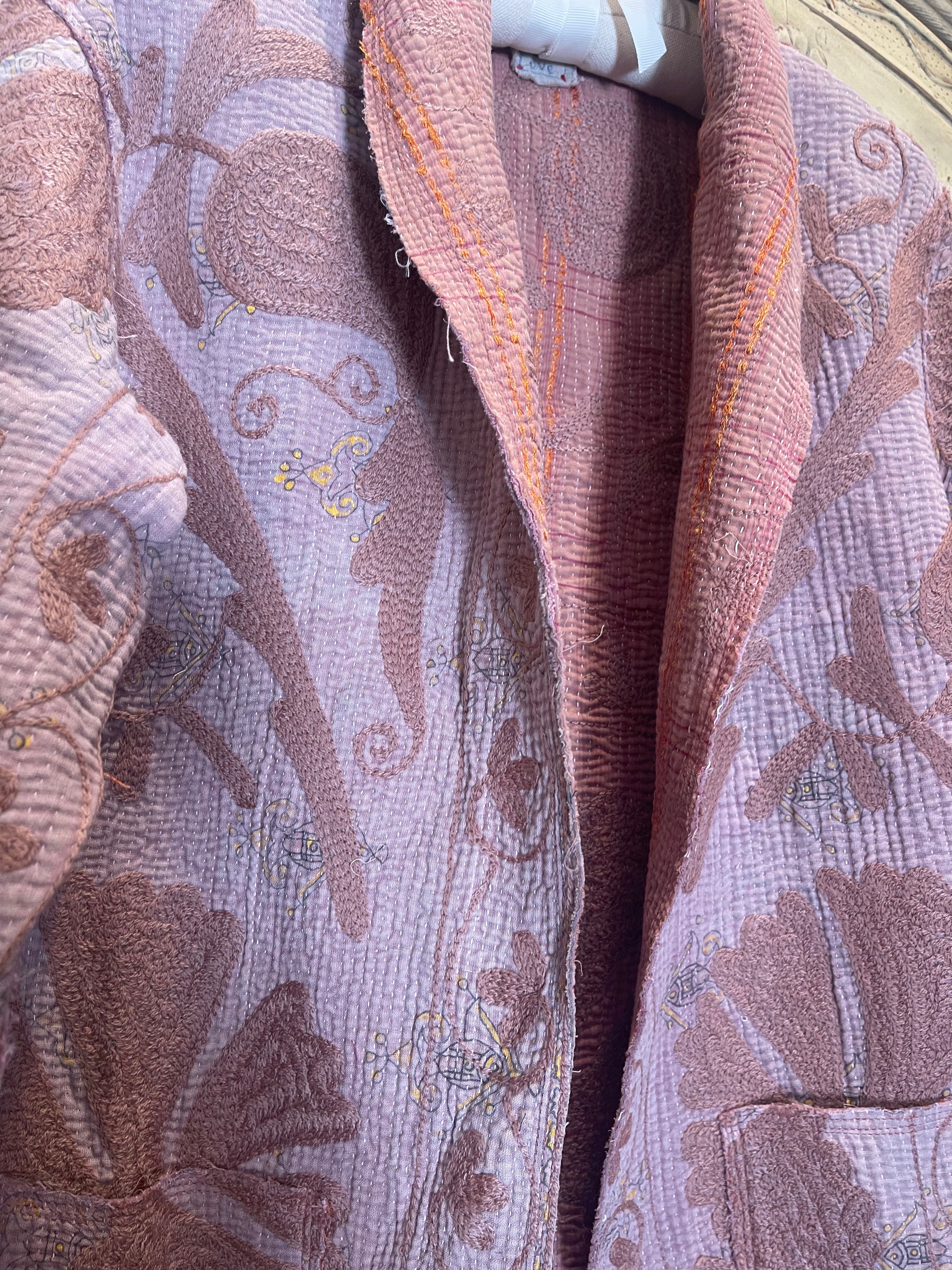 Vintage Kantha Coat - MUSHROOM SUZANI