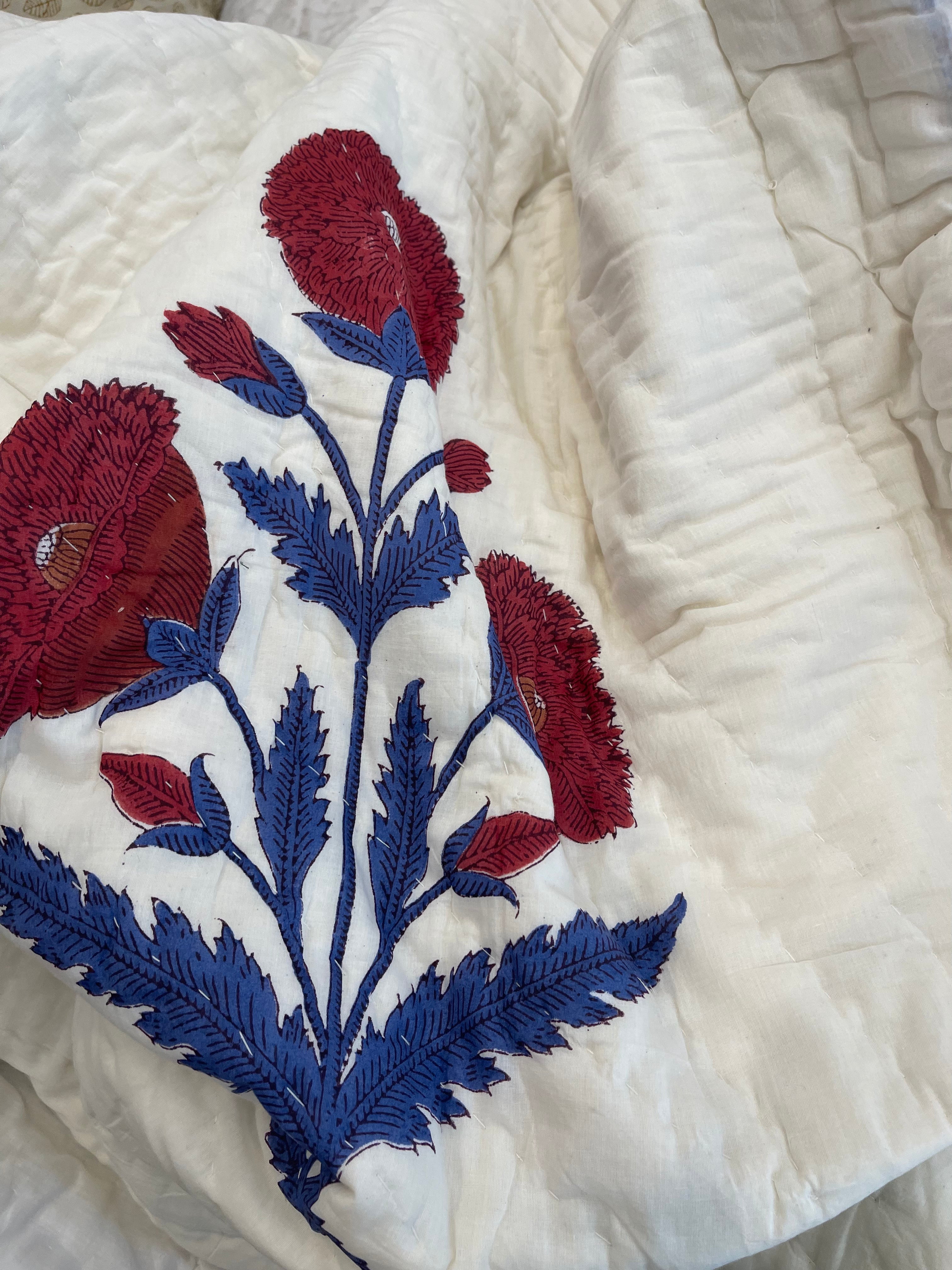 Jaipuri Razai - Maritime Poppy