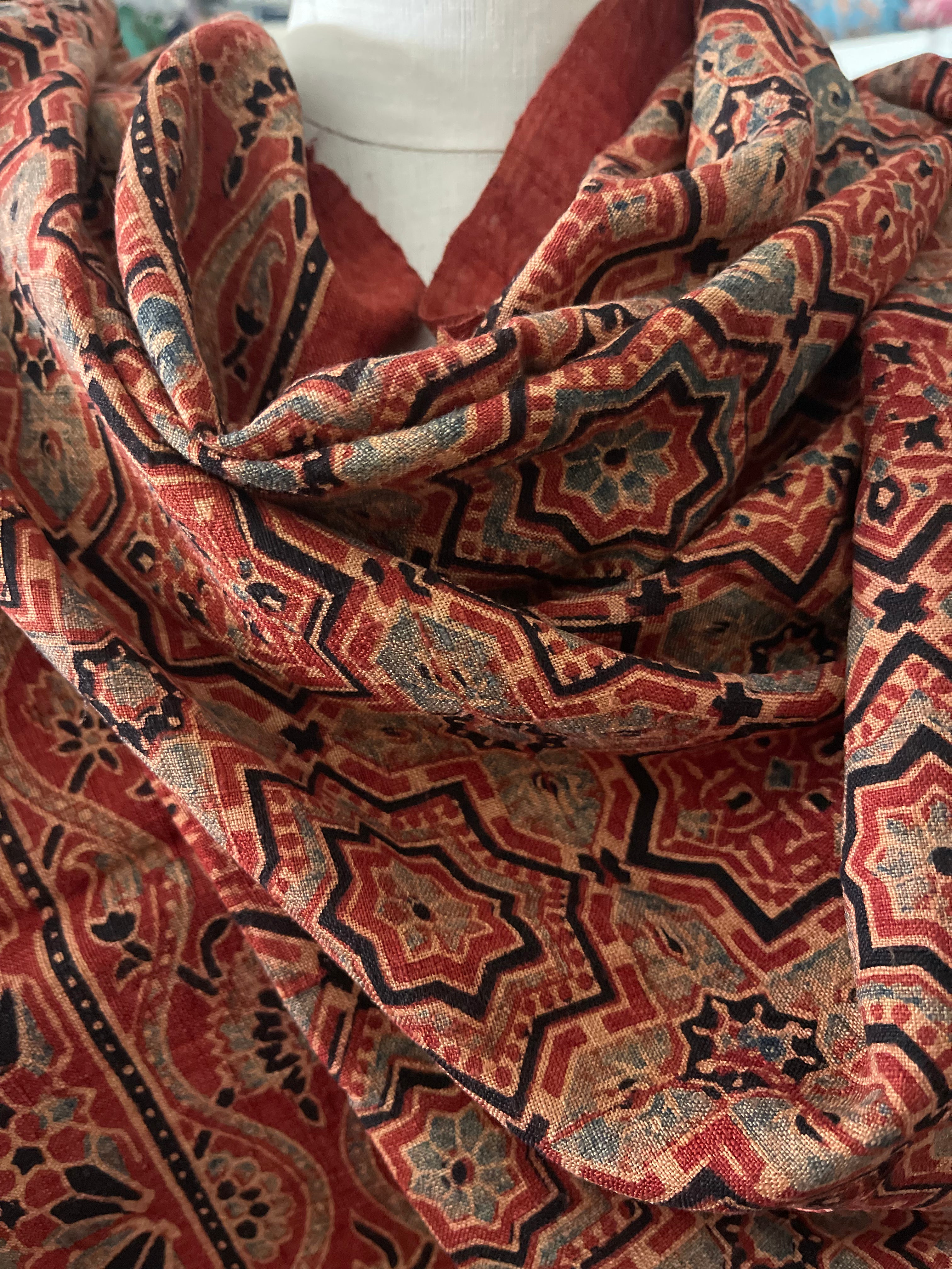 Matka Silk Scarf - Ajrakh Madder