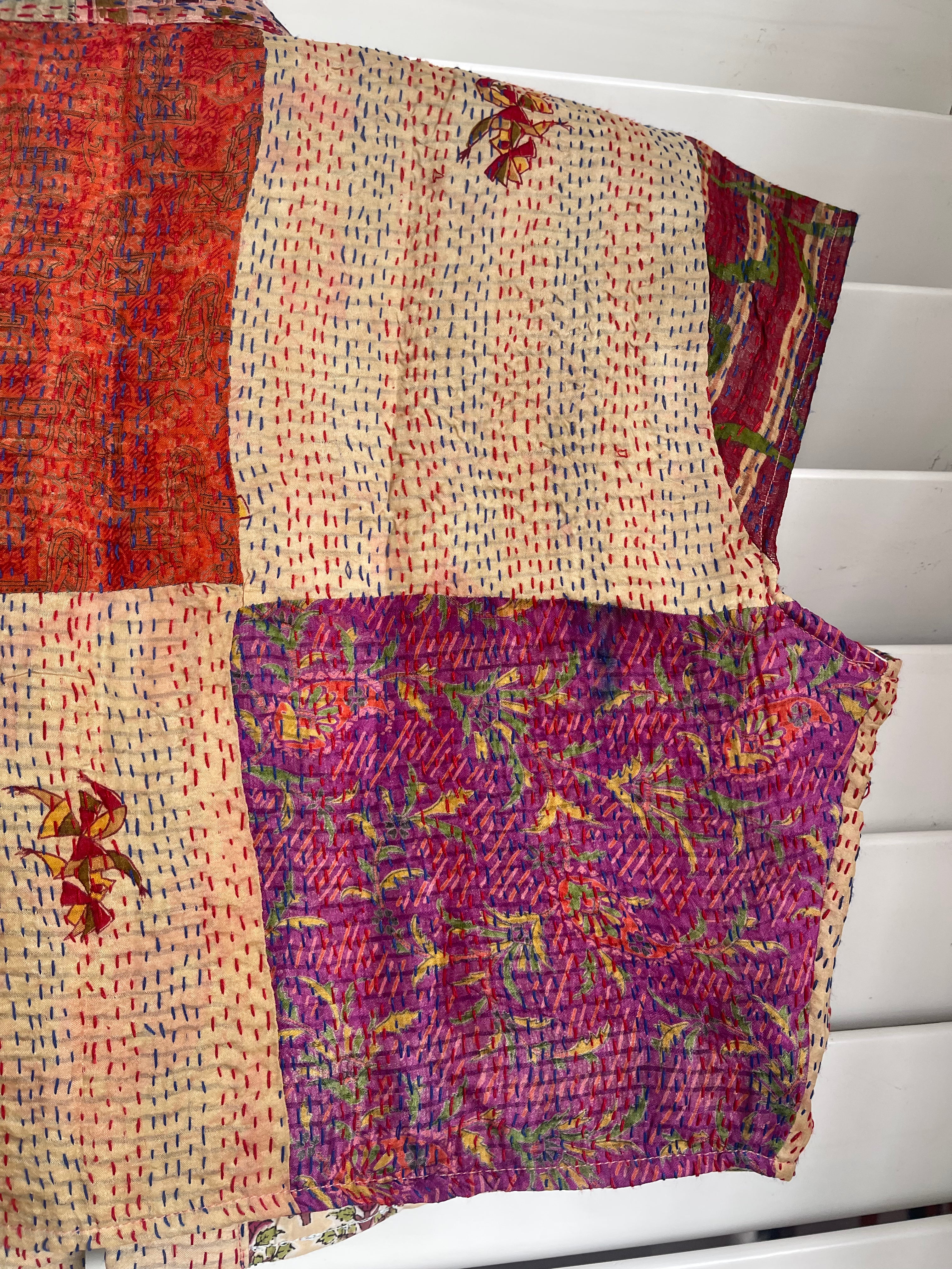 Capped Sleeve Top - Silk Patchwork