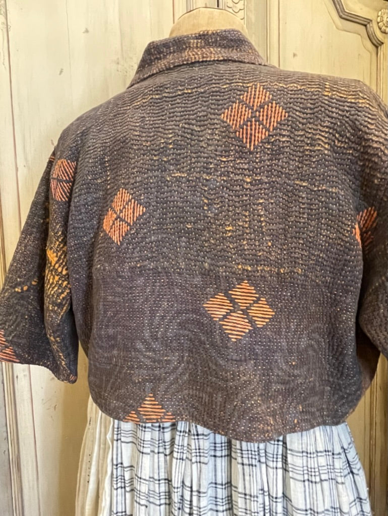 Short Sleeved Top - Vintage Kantha SAFARI