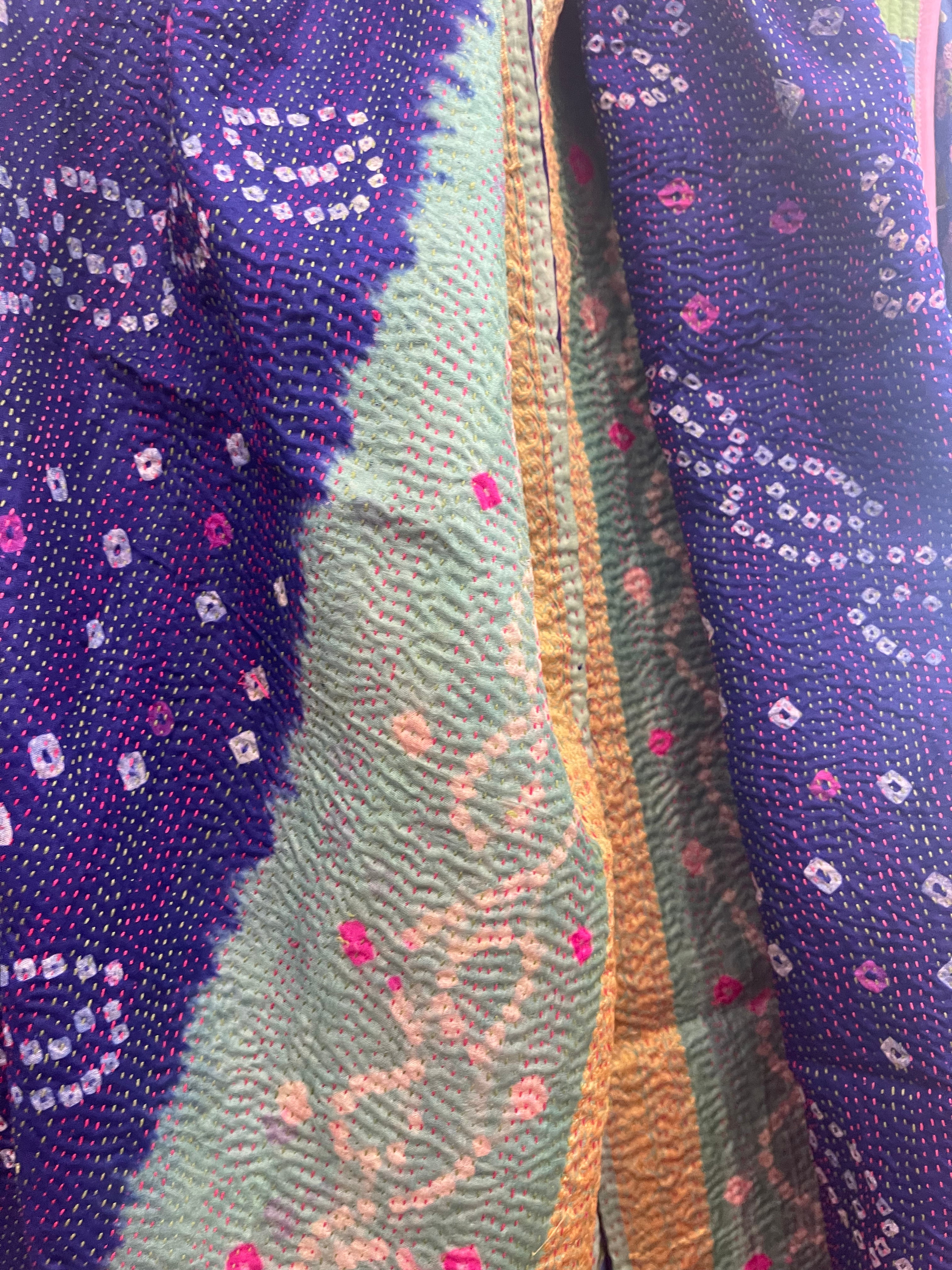 Kantha Silk Muffler - Bandhani Violet