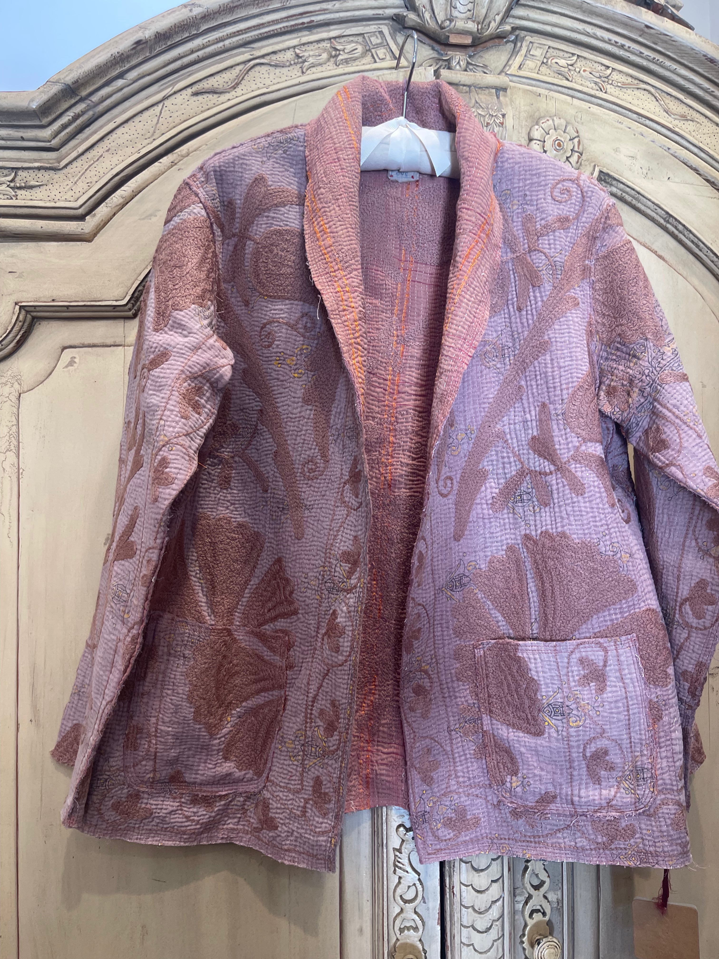 Vintage Kantha Coat - MUSHROOM SUZANI