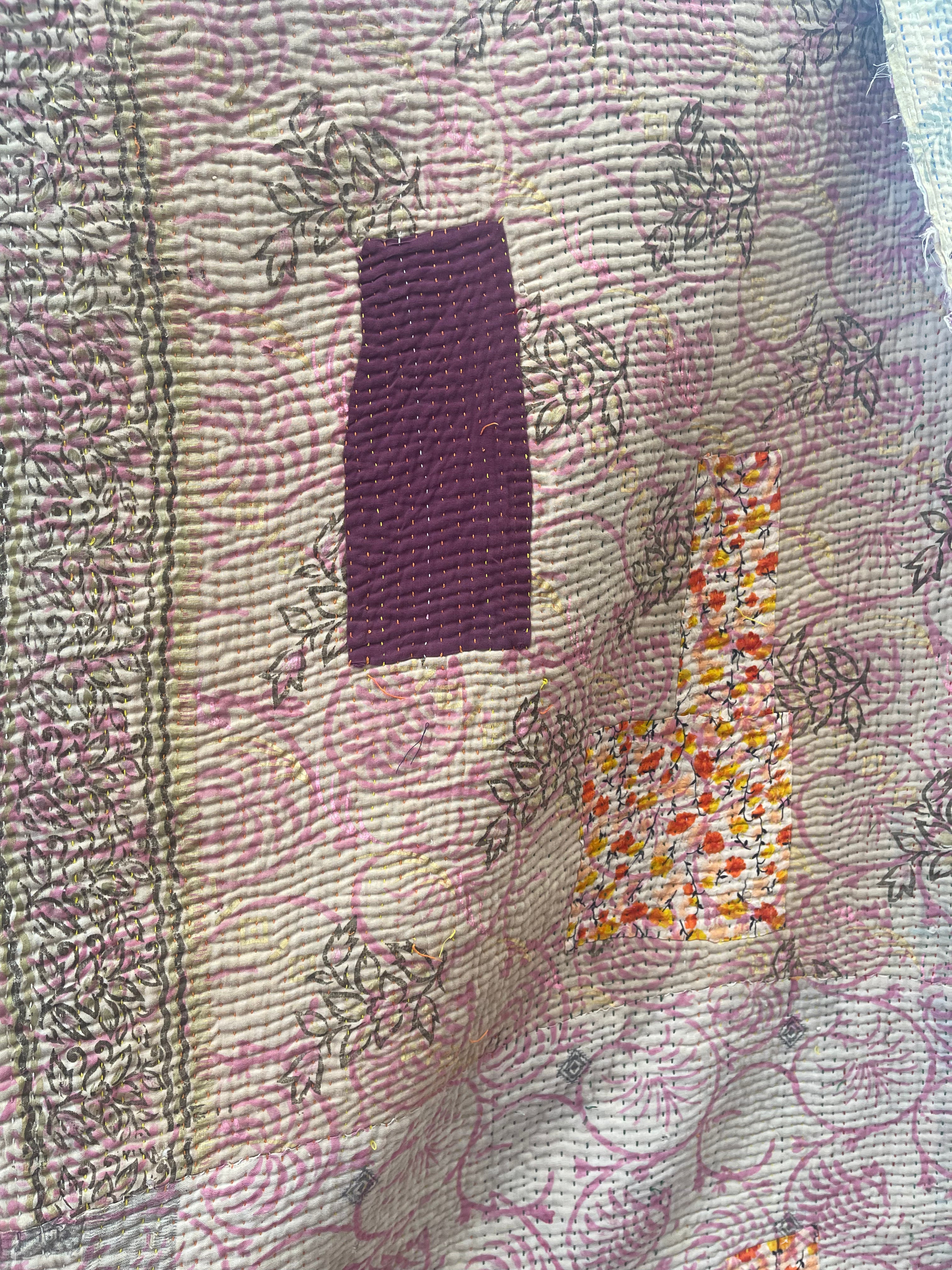 VINTAGE KANTHA -French Floral |Demi Yellow