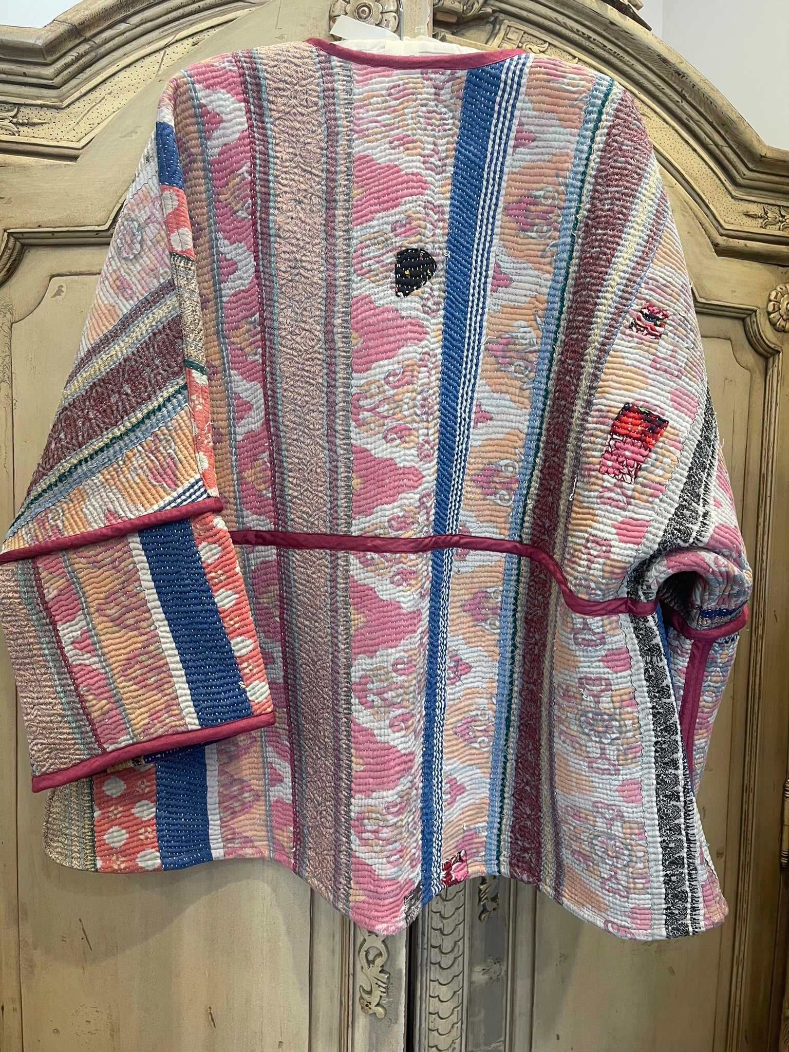 Reversible Vintage Kantha Jacket - STRIPE
