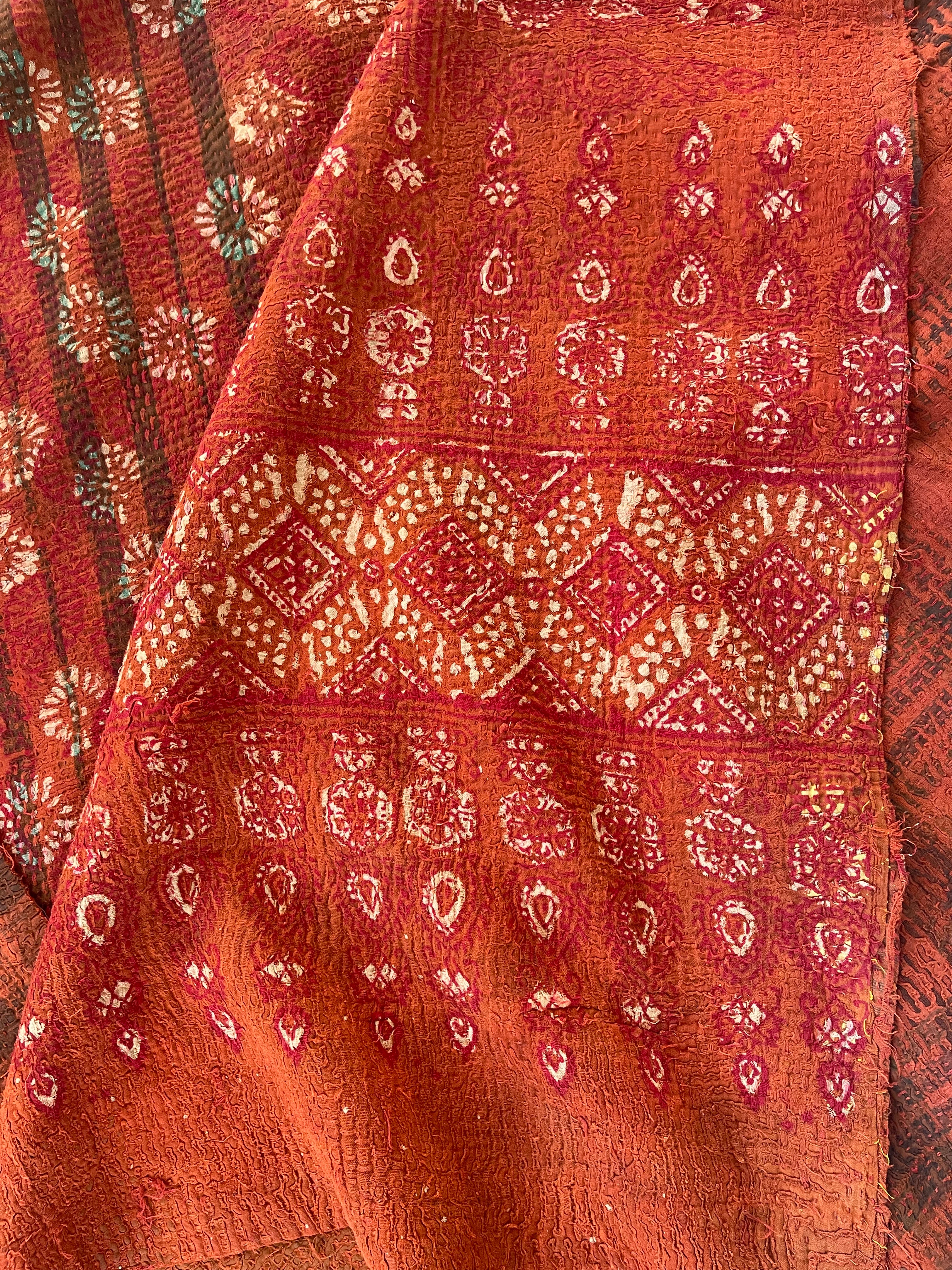 VINTAGE AJAKH KANTHA - Striped Meadow