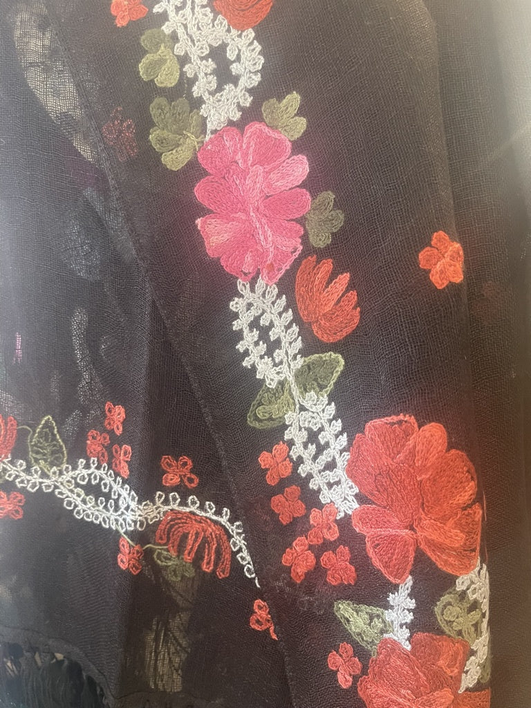 Linen Embroidered Scarf - Gypsy Rose