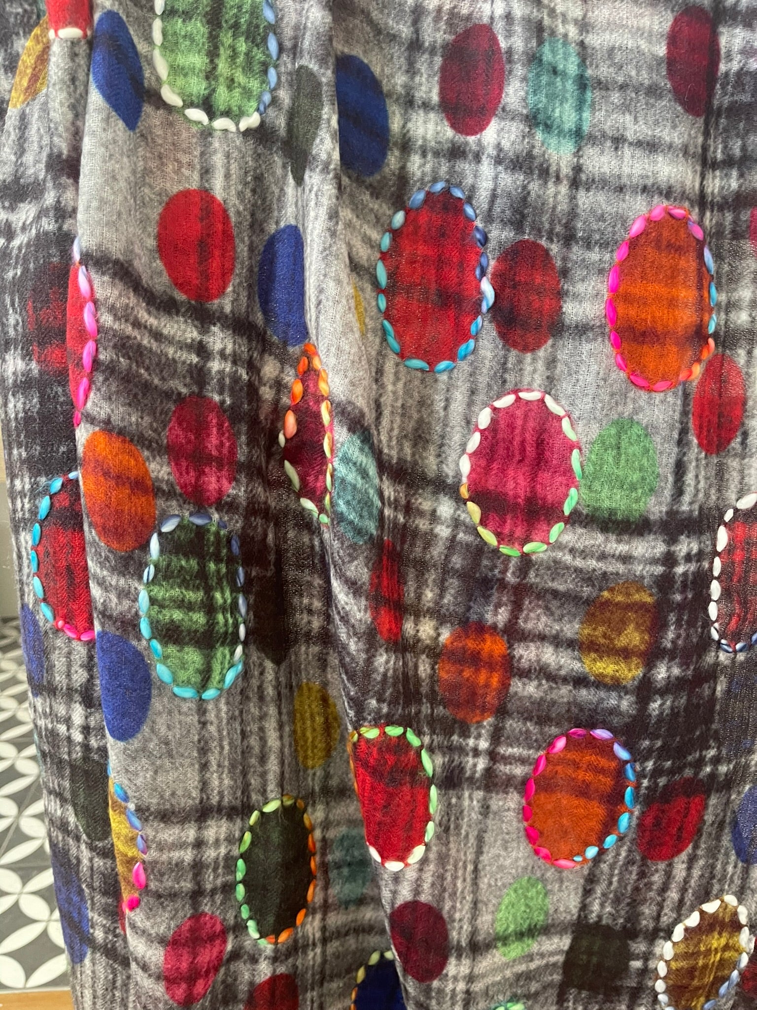 Embroidered Merino Scarf - Night Reflections