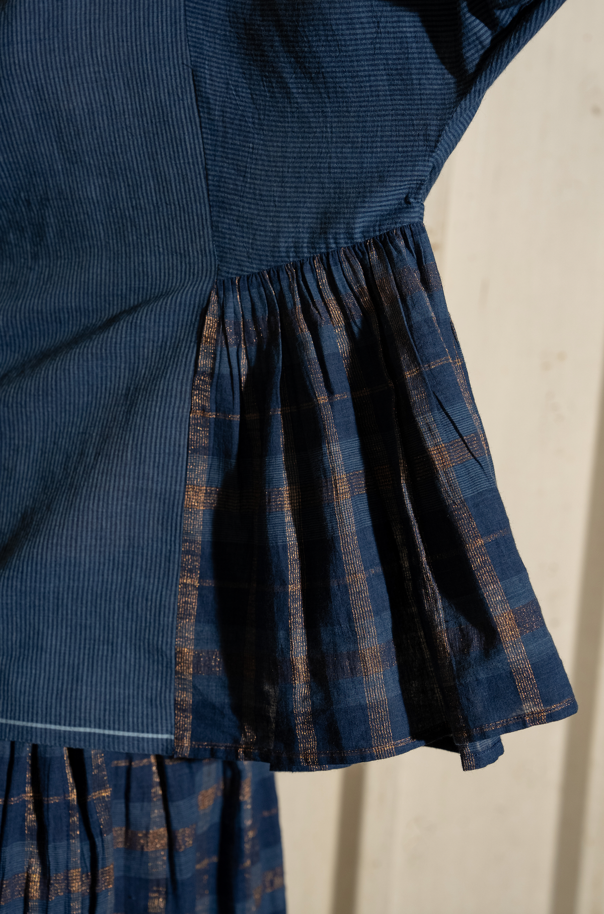 OJAS COTTON STRIPE SHIRT - Indigo Lurex