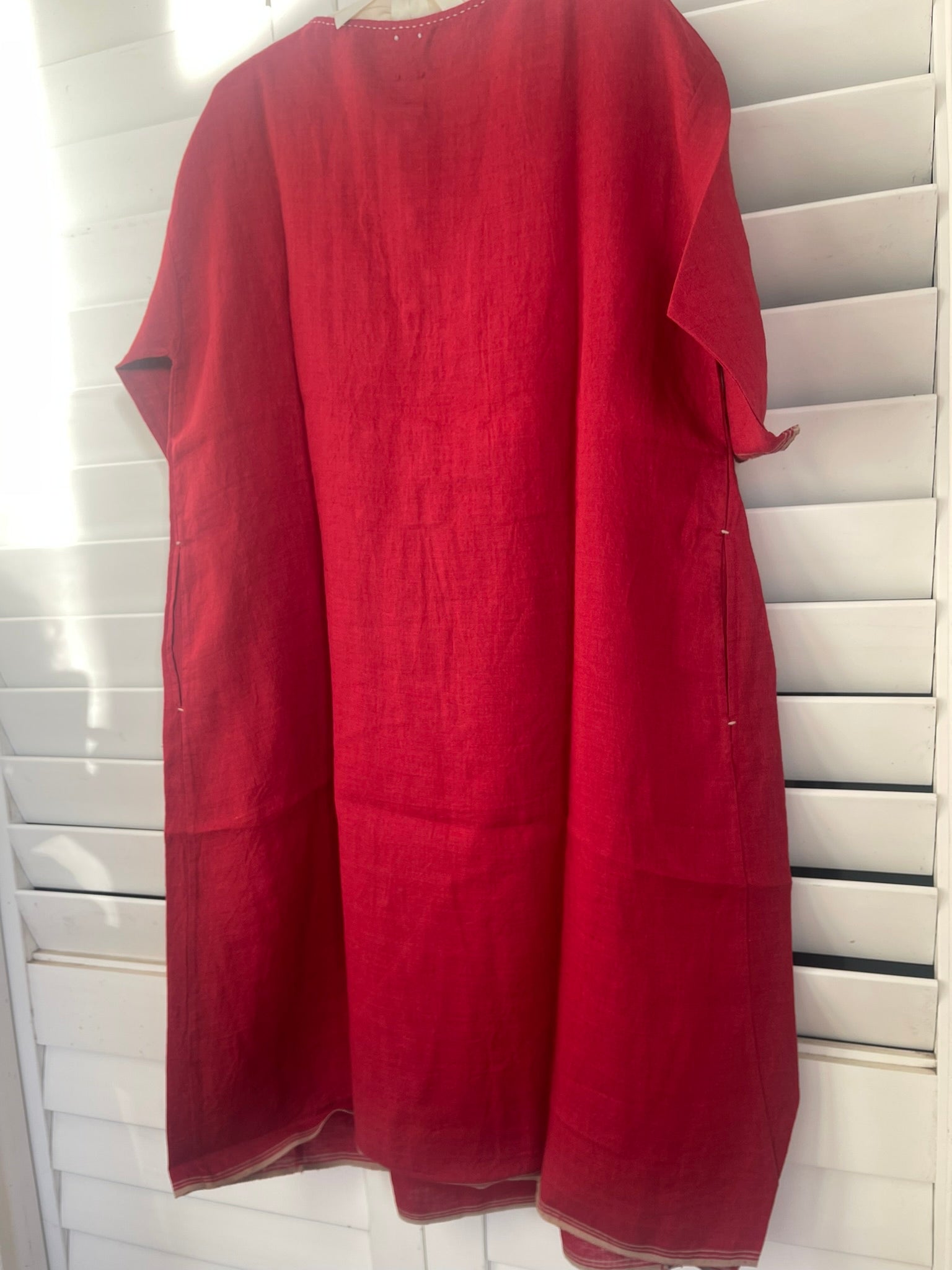MARI LINEN DRESS - Crimson