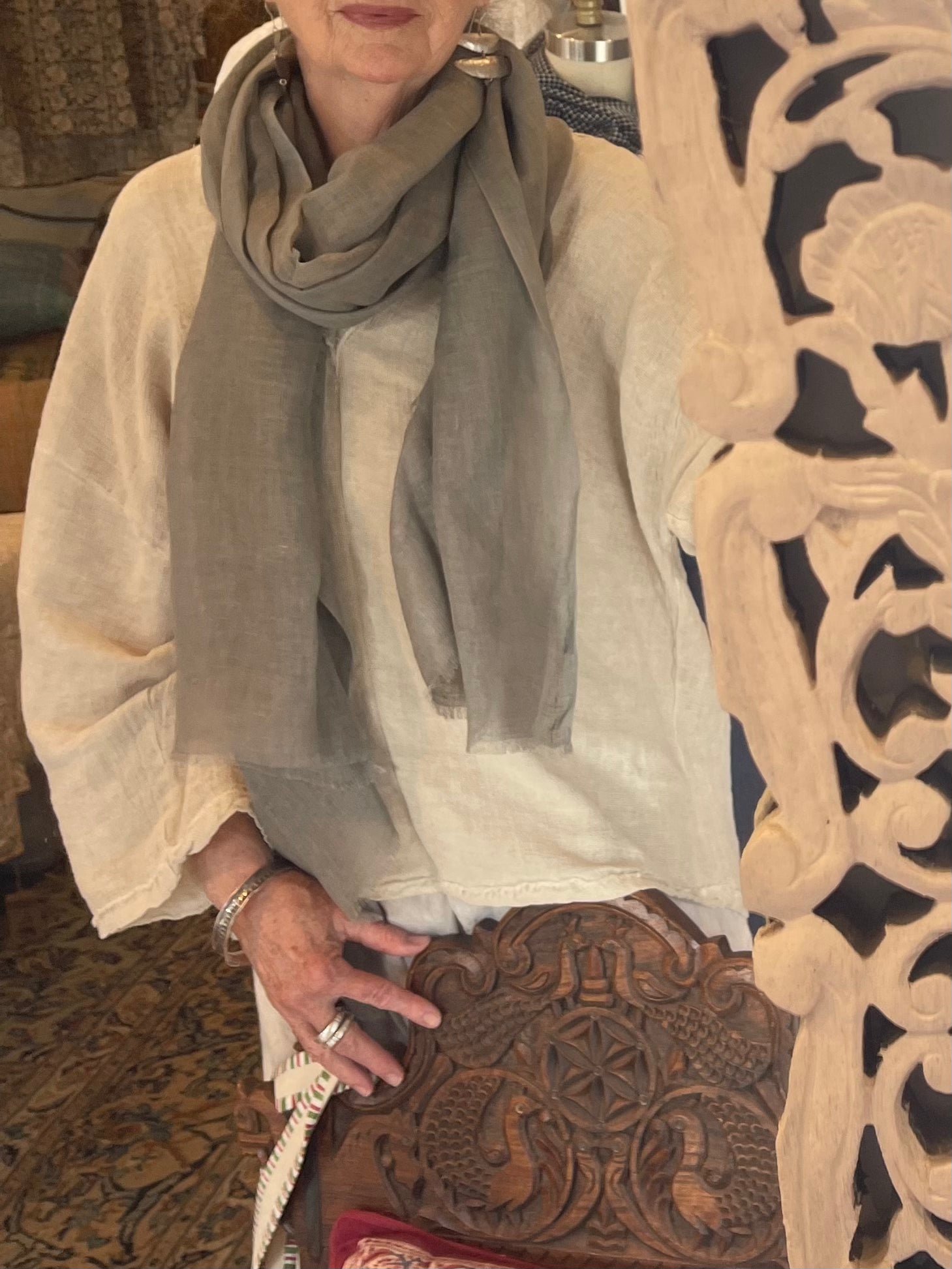 Linen Scarf - Mist Grey