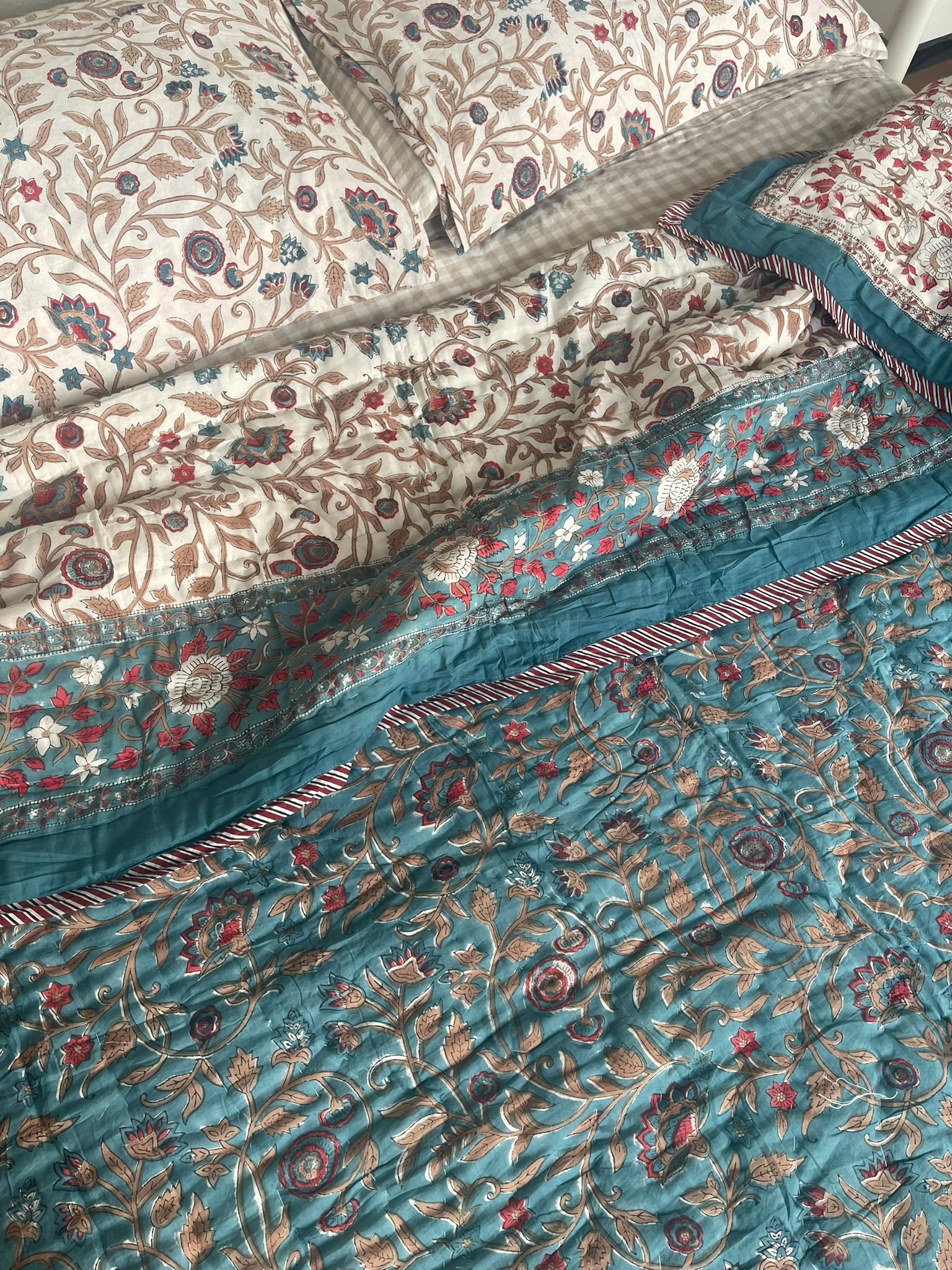 Jaipuri Cotton Quilt - Floral Jade