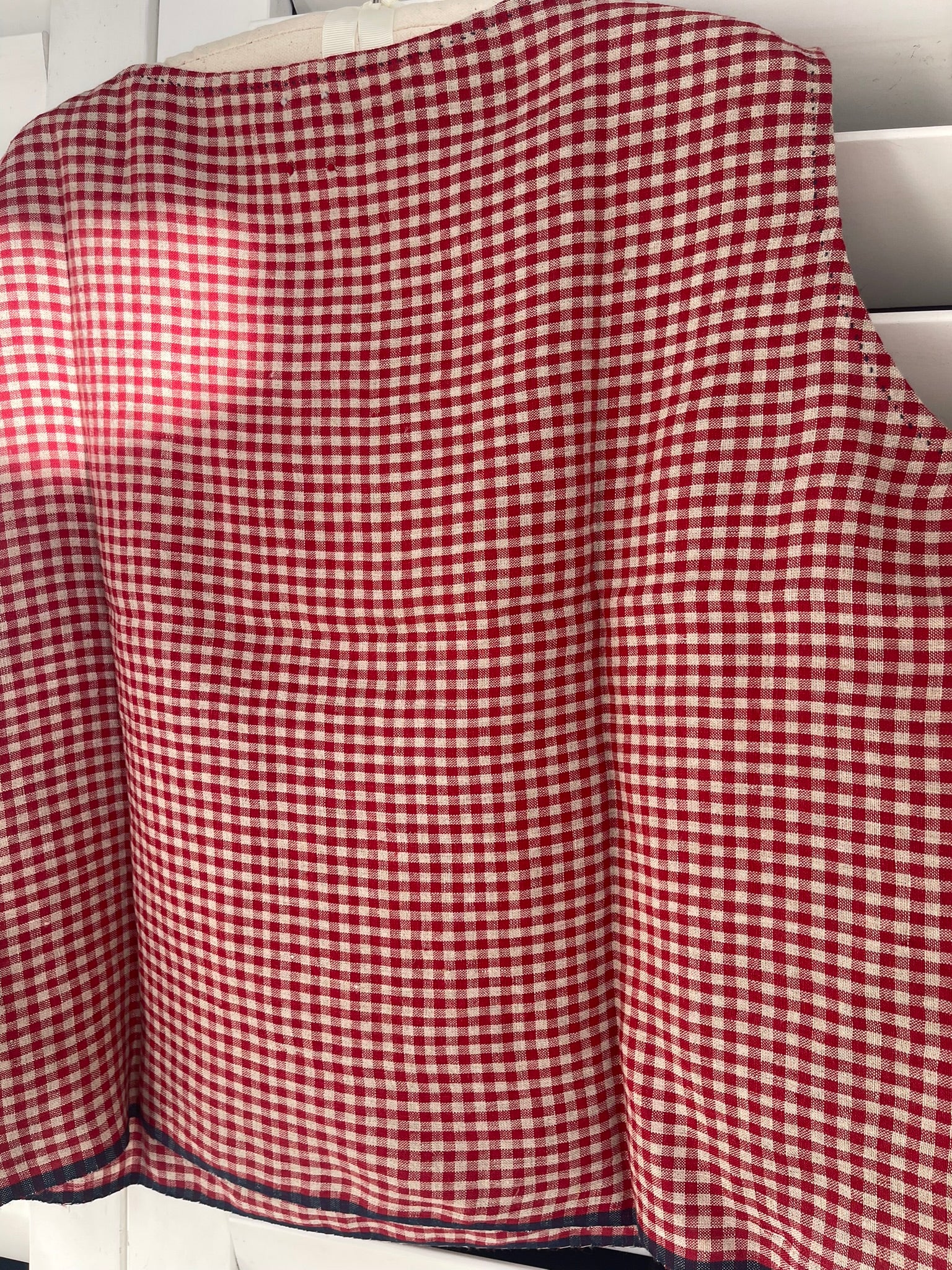 AISHANI Linen Top - Crimson Check