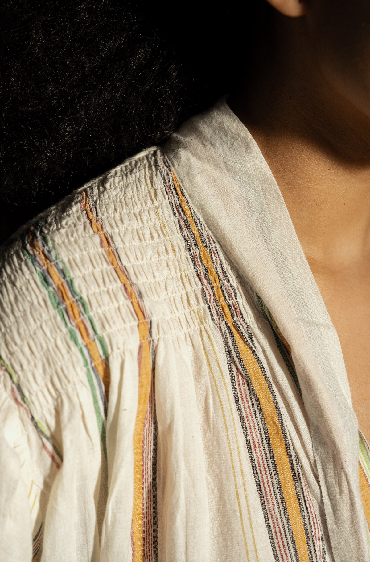 ILA COTTON BLOUSE - Striped Ecru