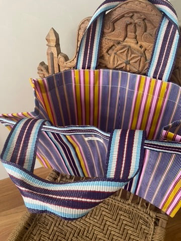 NYLON BEACH TOTE - Candy Stripe