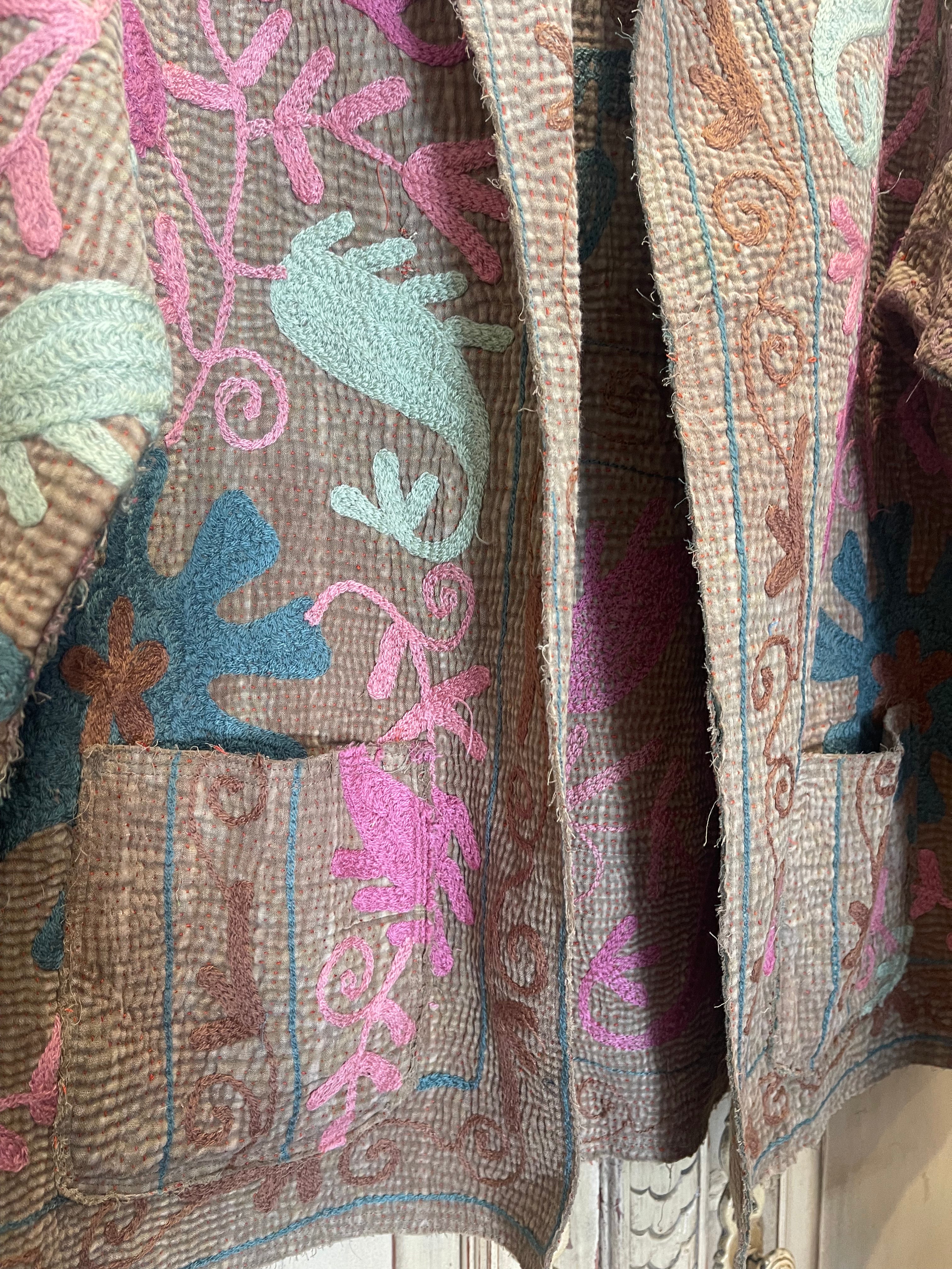 Vintage Kantha Coat - SAGE SUZANI