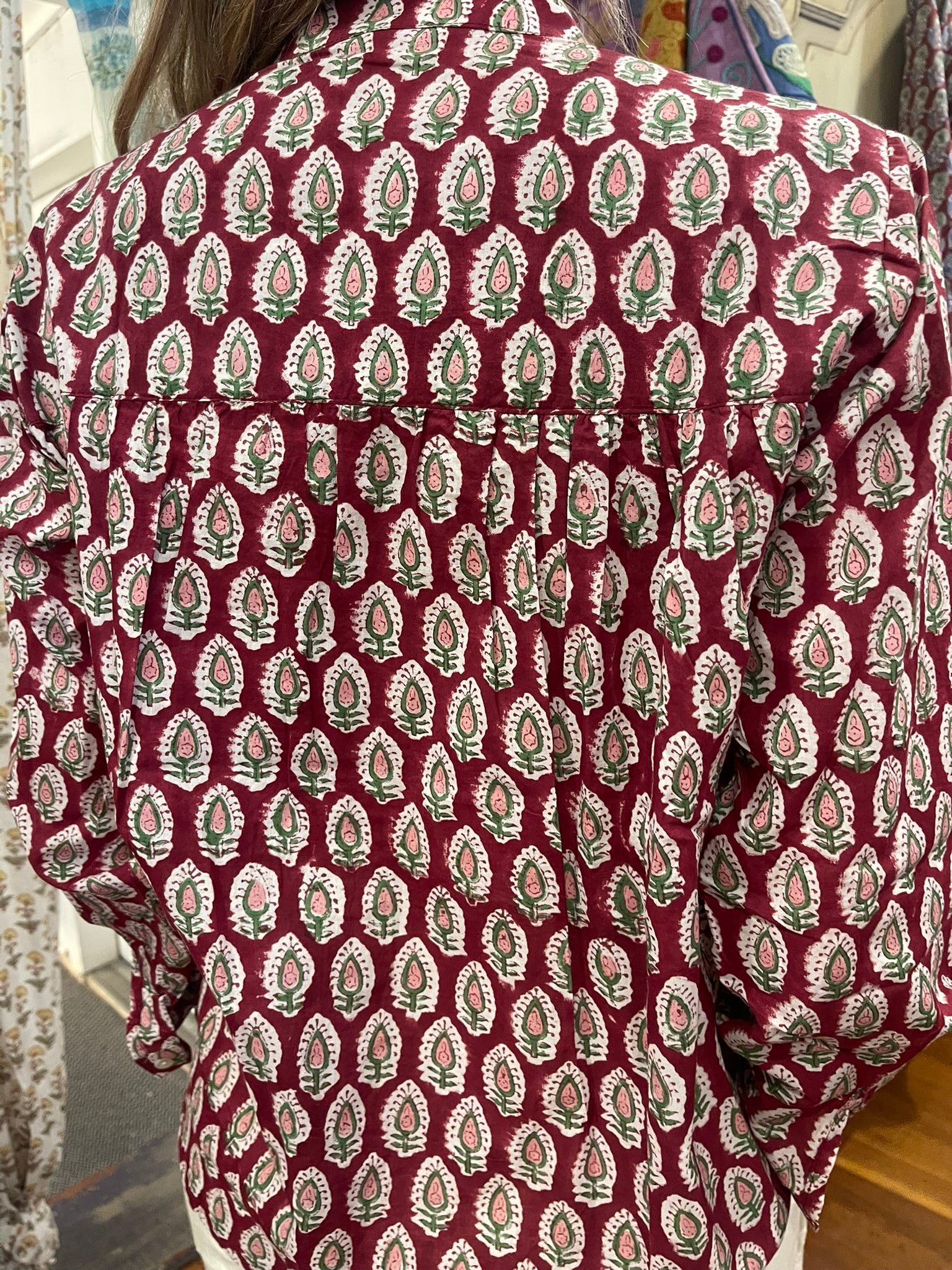 Handblock Printed Blouse - CRIMSON MEADOW
