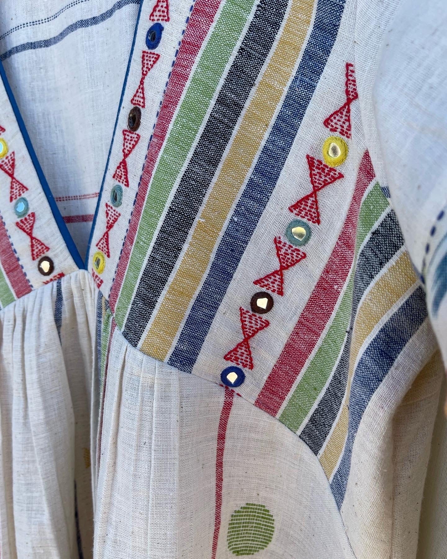 Jamdani Ikat Dress - Kala Cotton White