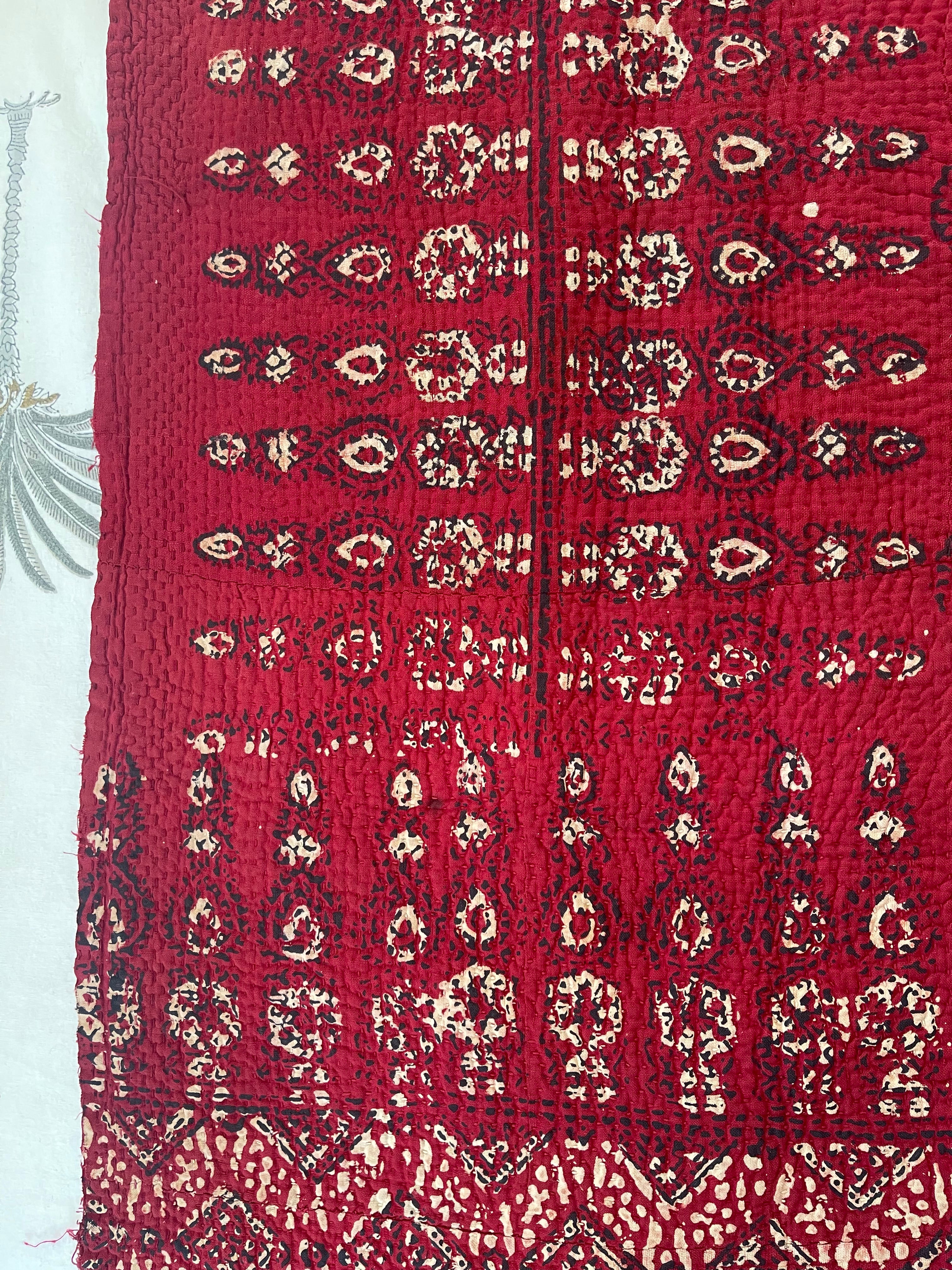 VINTAGE AJRAKH KANTHA - Madder Meadow