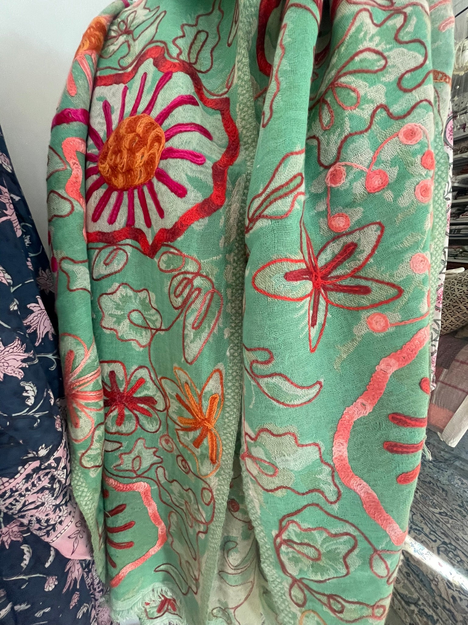 Embroidered Wool Scarf - TROPICS