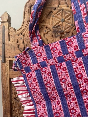 Quilted Block Print Tote - Nivi Stripe