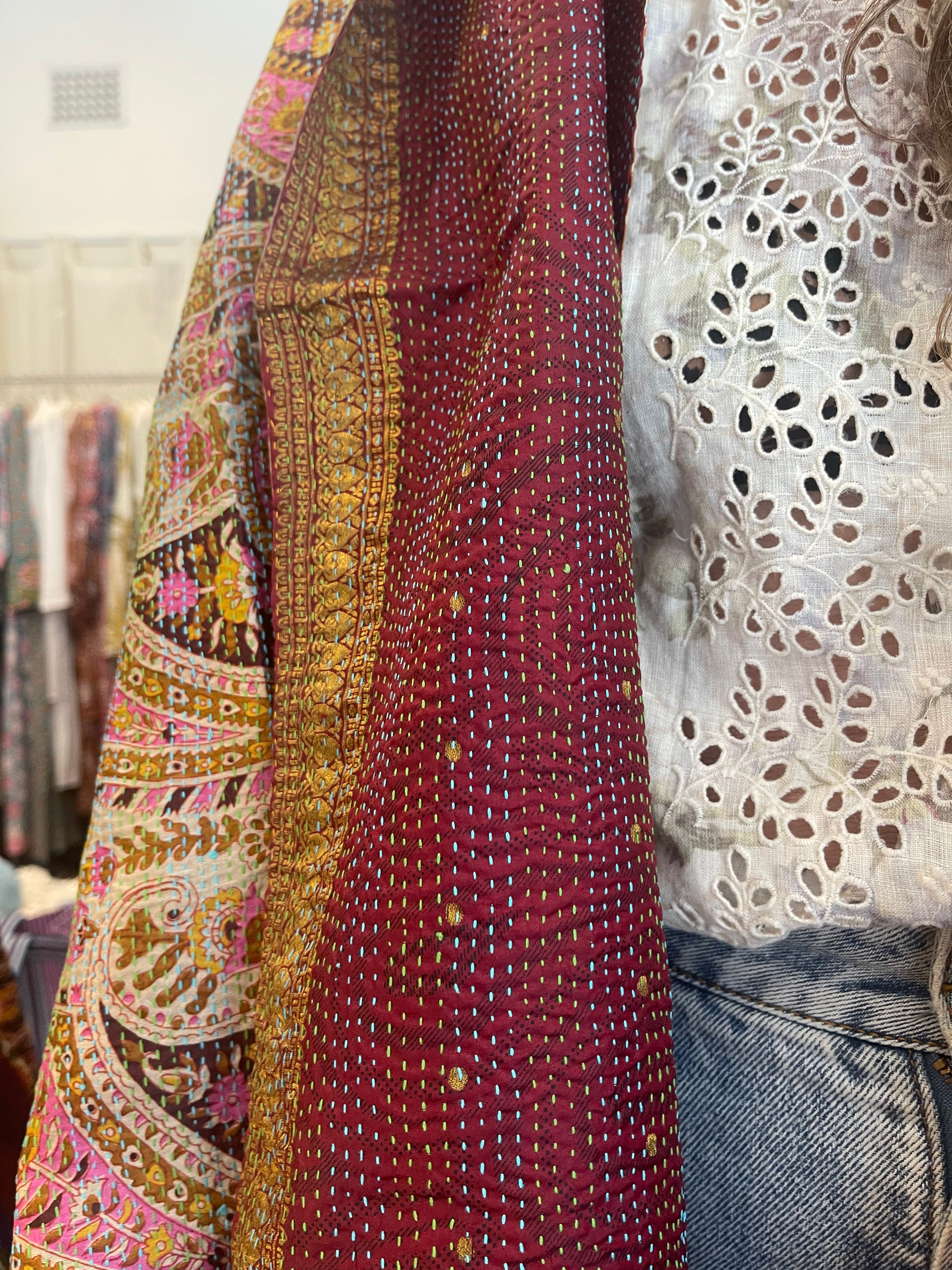 Kantha Silk Muffler - Golden Winter