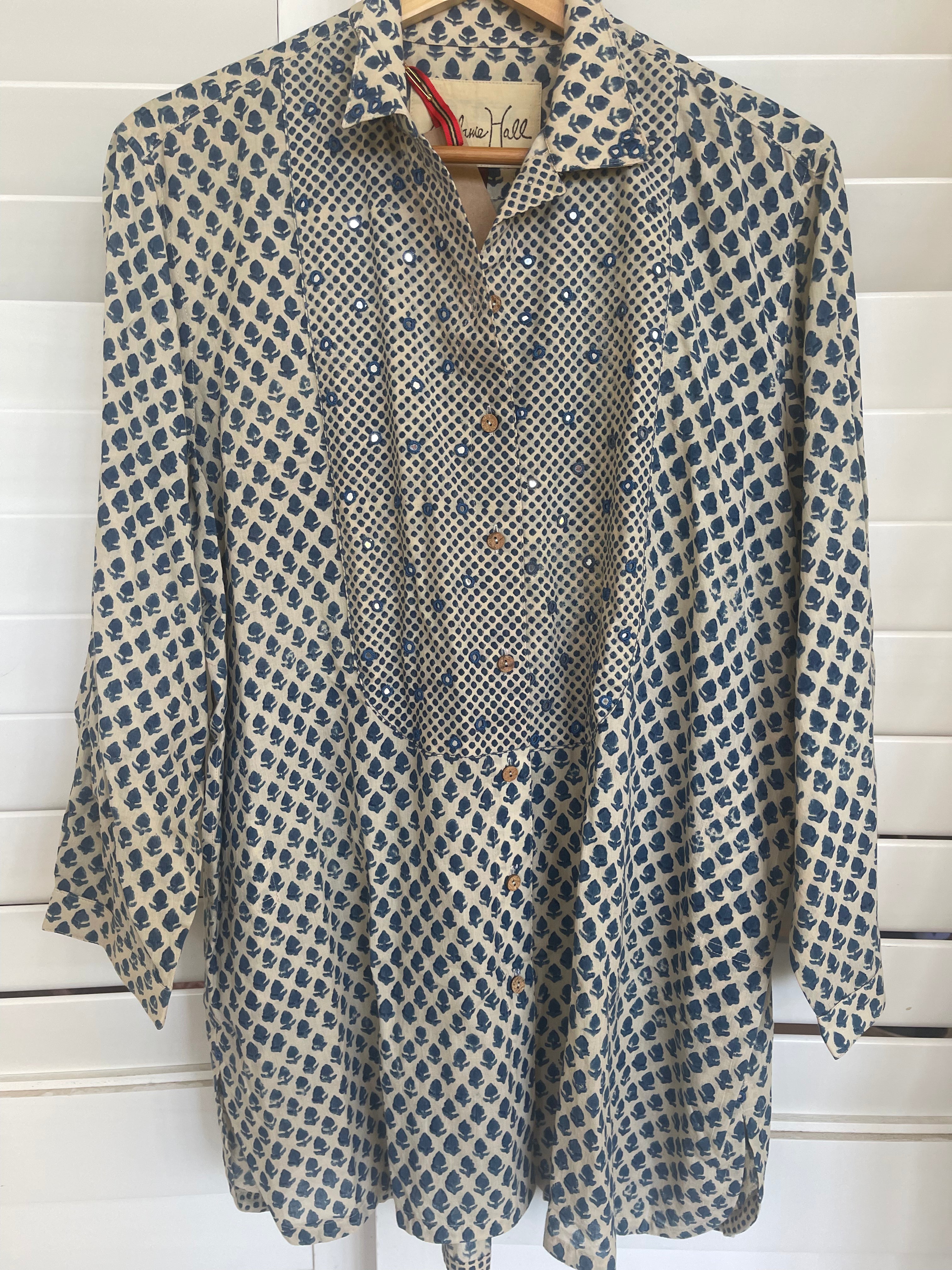 MIRROR SHIRT - Indigo and Ivory