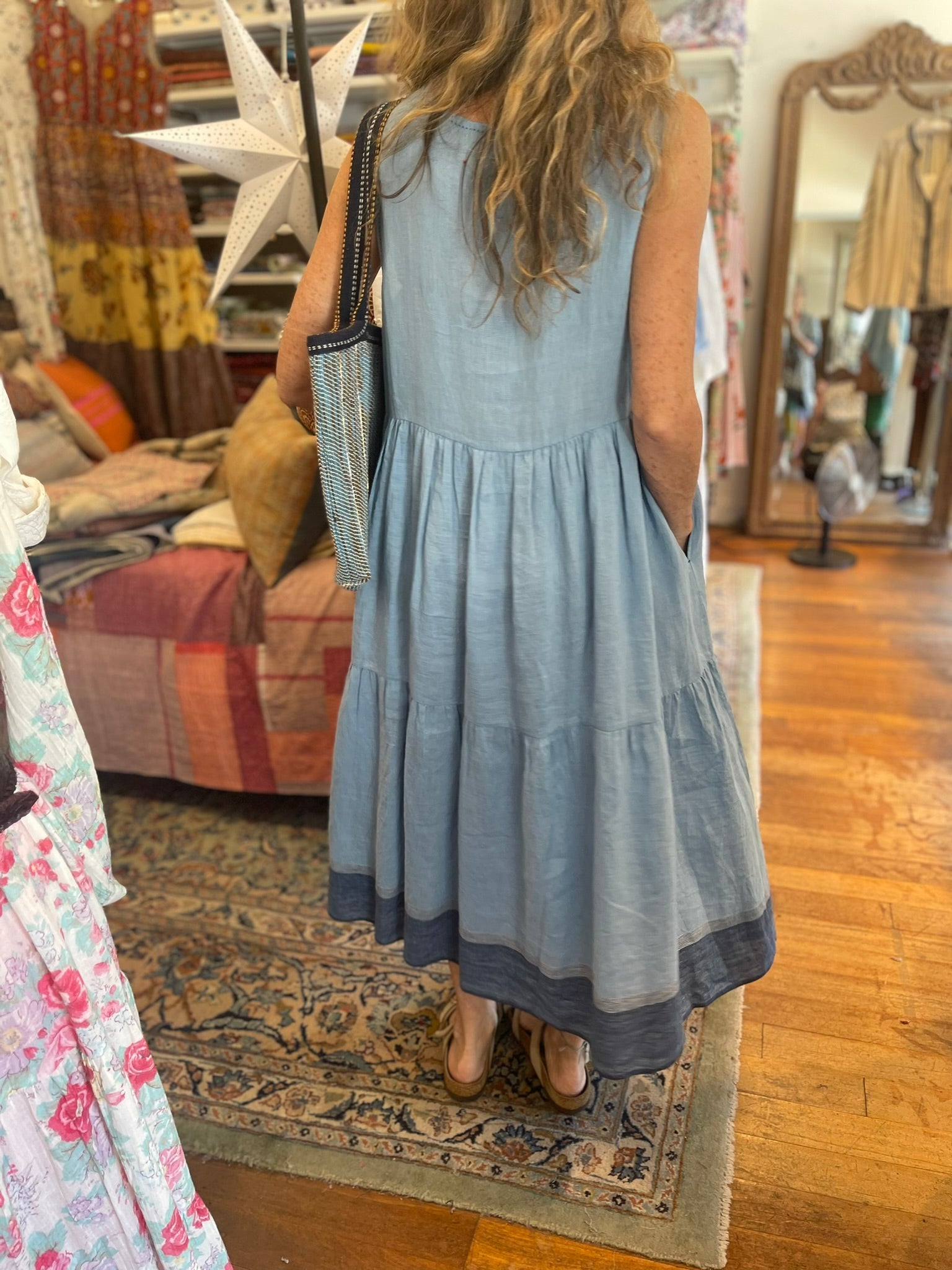VIDYA LINEN DRESS - SKY