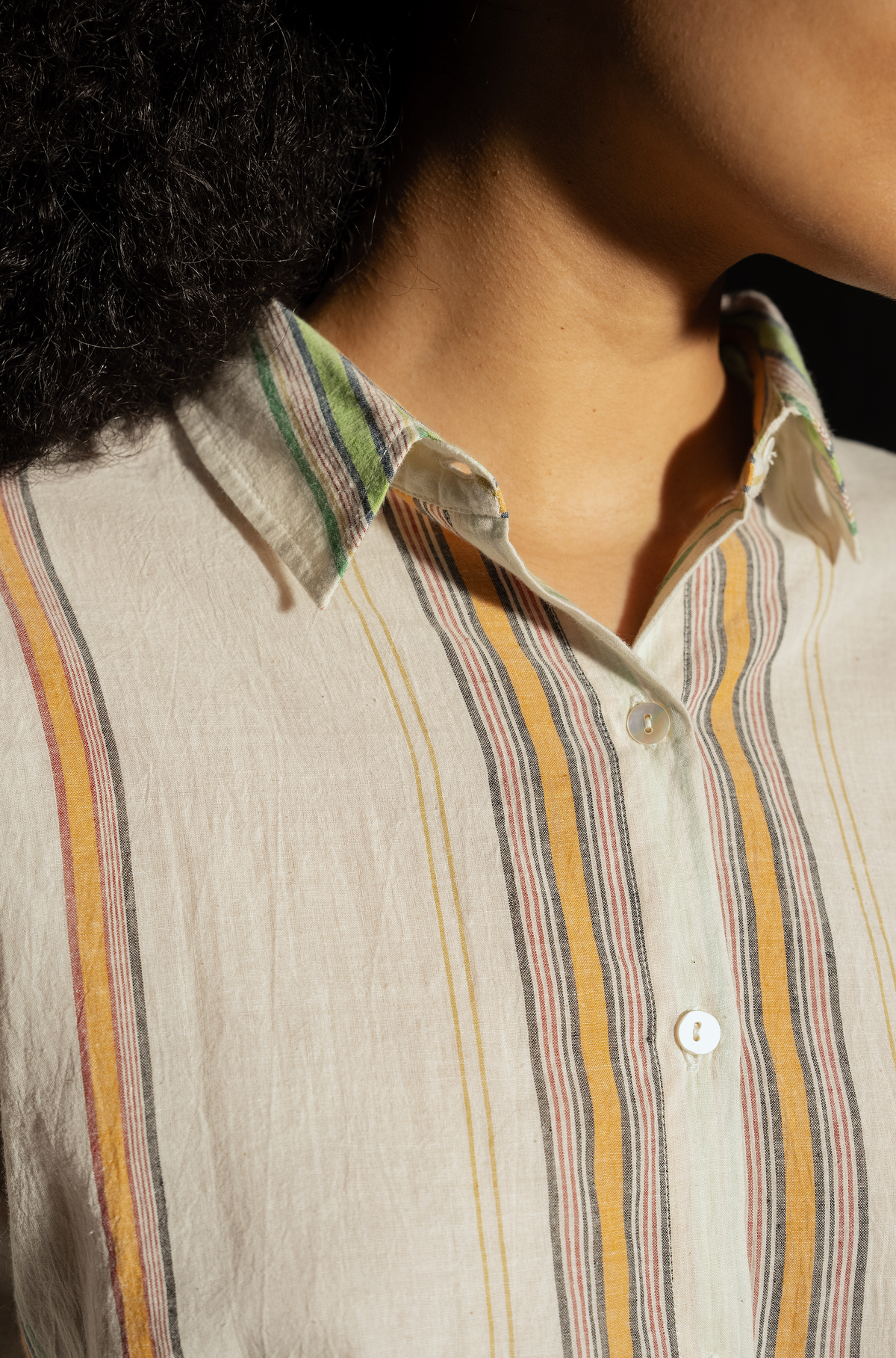 DEVESHI Cotton Shirt - Ecru Stripe